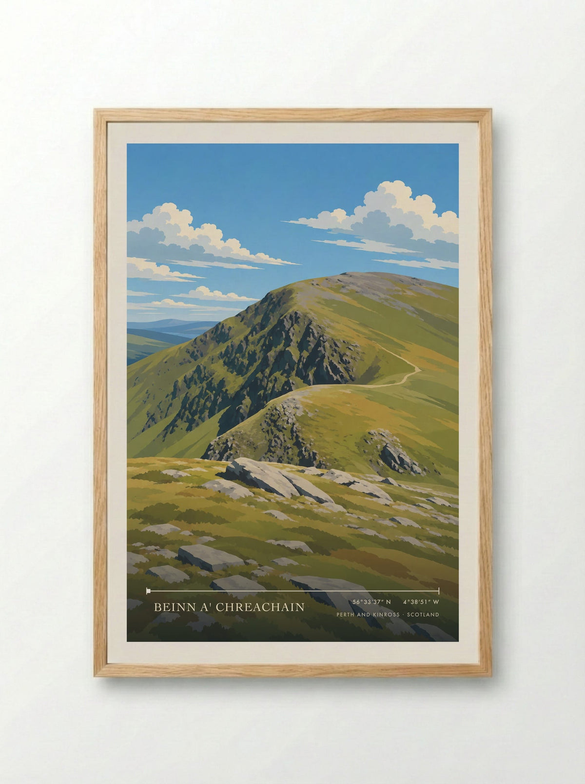 Beinn a' Chreachain, Perth and Kinross | Travel Poster - Framed Print Wood