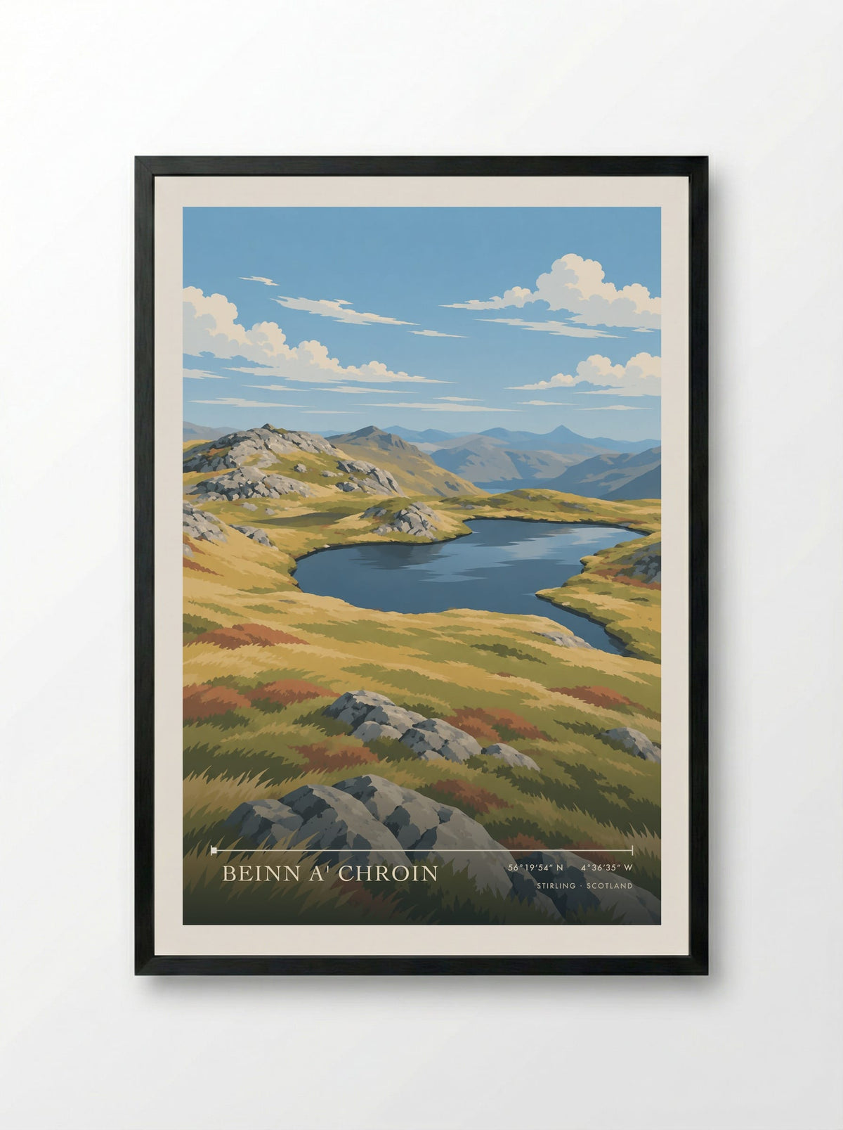 Beinn a' Chroin, Stirling | Travel Poster - Framed Print Black