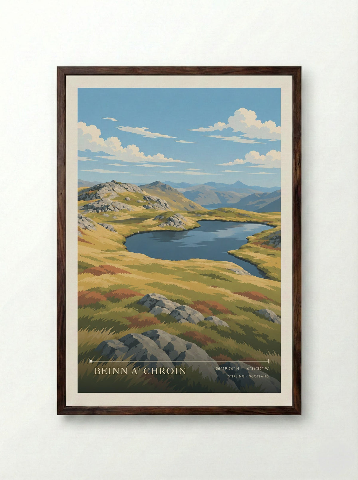 Beinn a' Chroin, Stirling | Travel Poster - Framed Print Dark Wood