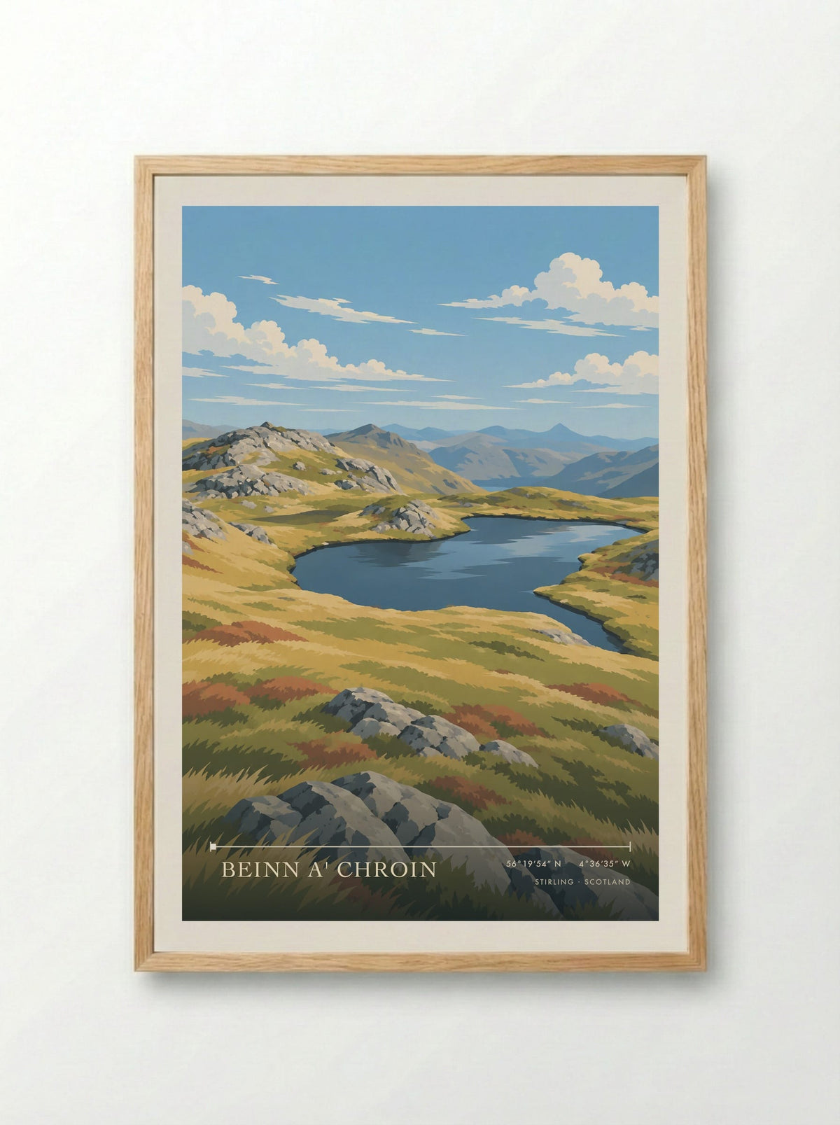 Beinn a' Chroin, Stirling | Travel Poster - Framed Print Wood