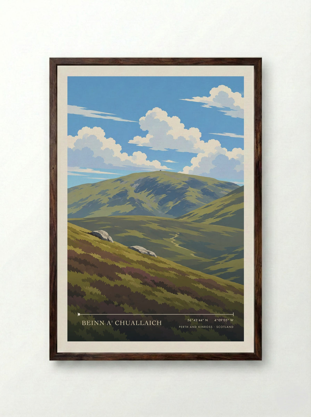 Beinn a' Chuallaich, Perth and Kinross | Travel Poster - Framed Print Dark Wood