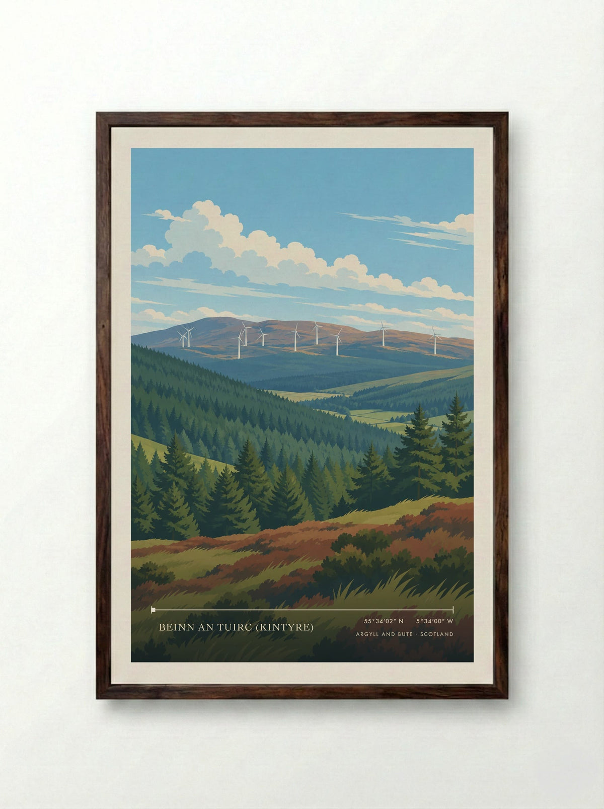 Beinn an Tuirc (Kintyre), Argyll and Bute | Travel Poster - Framed Print Dark Wood