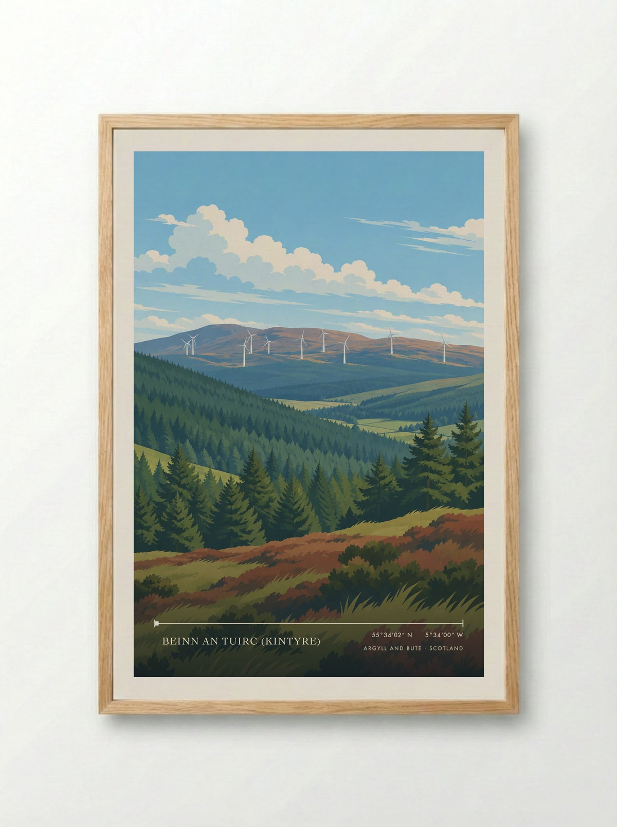 Beinn an Tuirc (Kintyre), Argyll and Bute | Travel Poster - Framed Print Wood