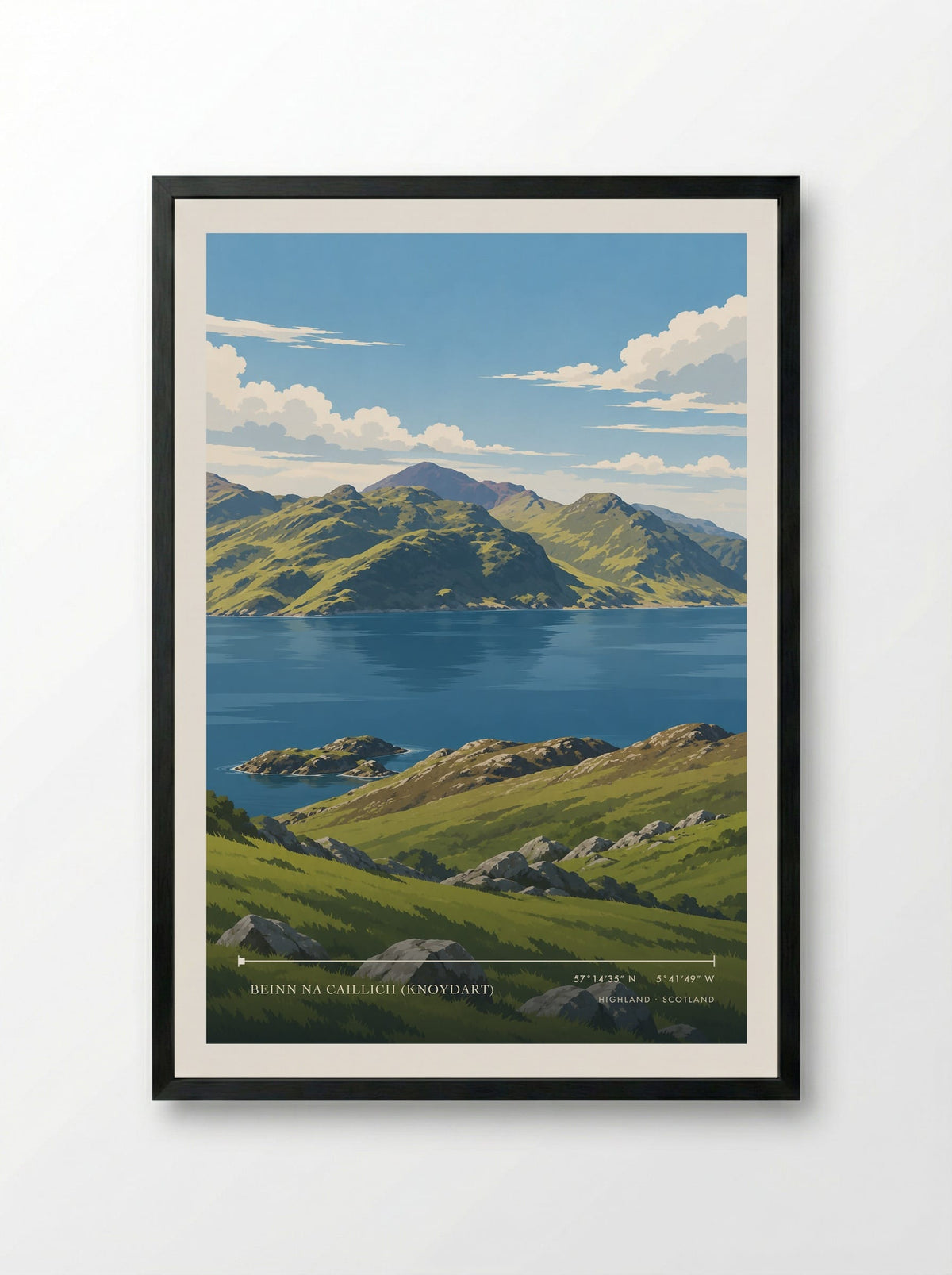 Beinn na Caillich (Knoydart), Highland | Travel Poster - Framed Print Black