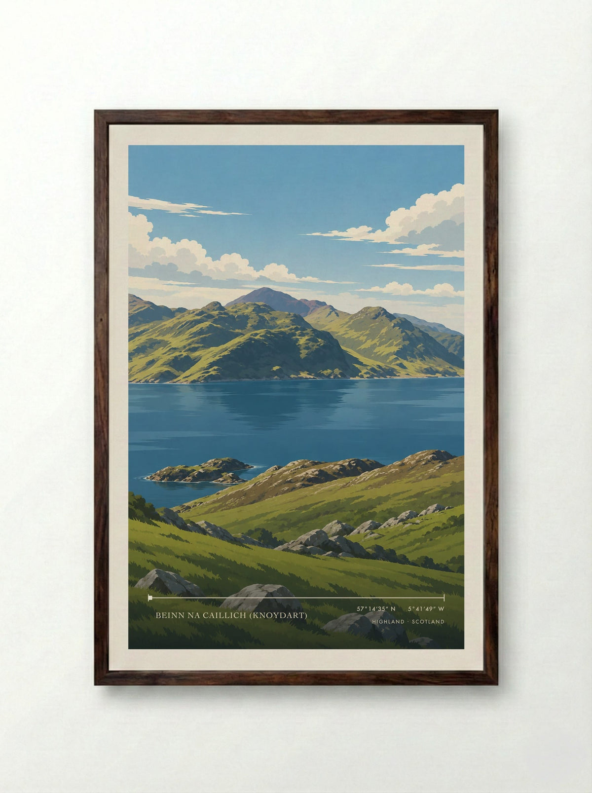 Beinn na Caillich (Knoydart), Highland | Travel Poster - Framed Print Dark Wood