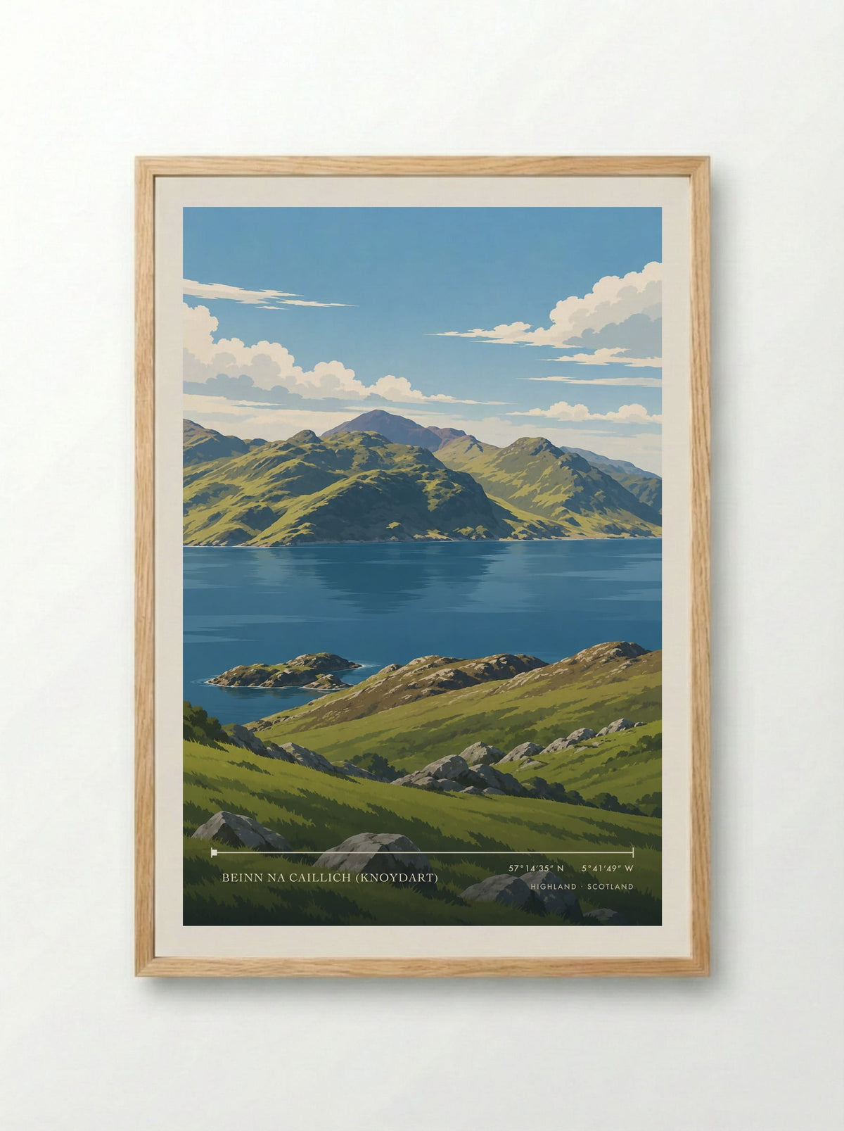 Beinn na Caillich (Knoydart), Highland | Travel Poster - Framed Print Wood