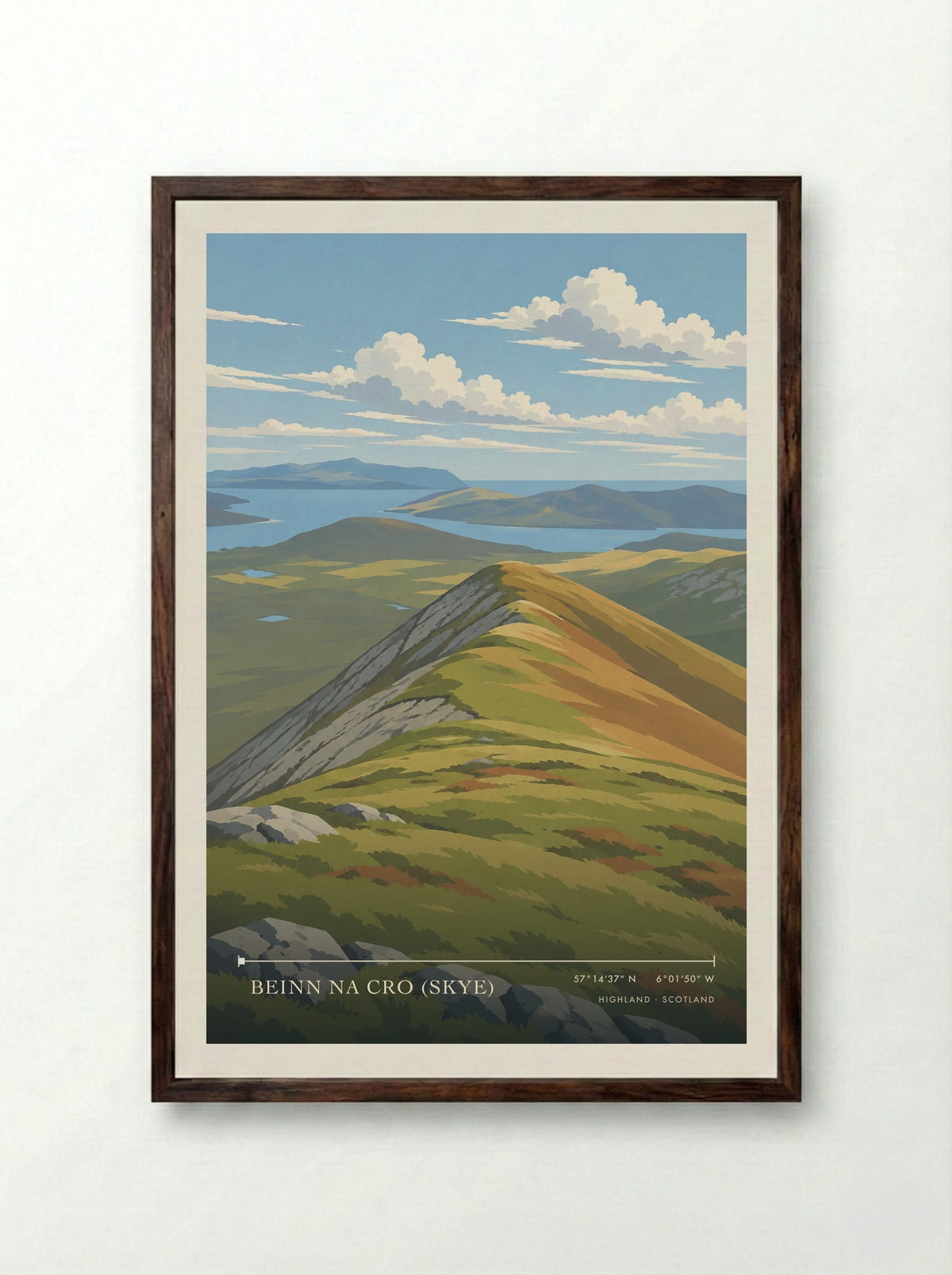 Beinn na Cro (Skye), Highland | Travel Poster - Framed Print Dark Wood