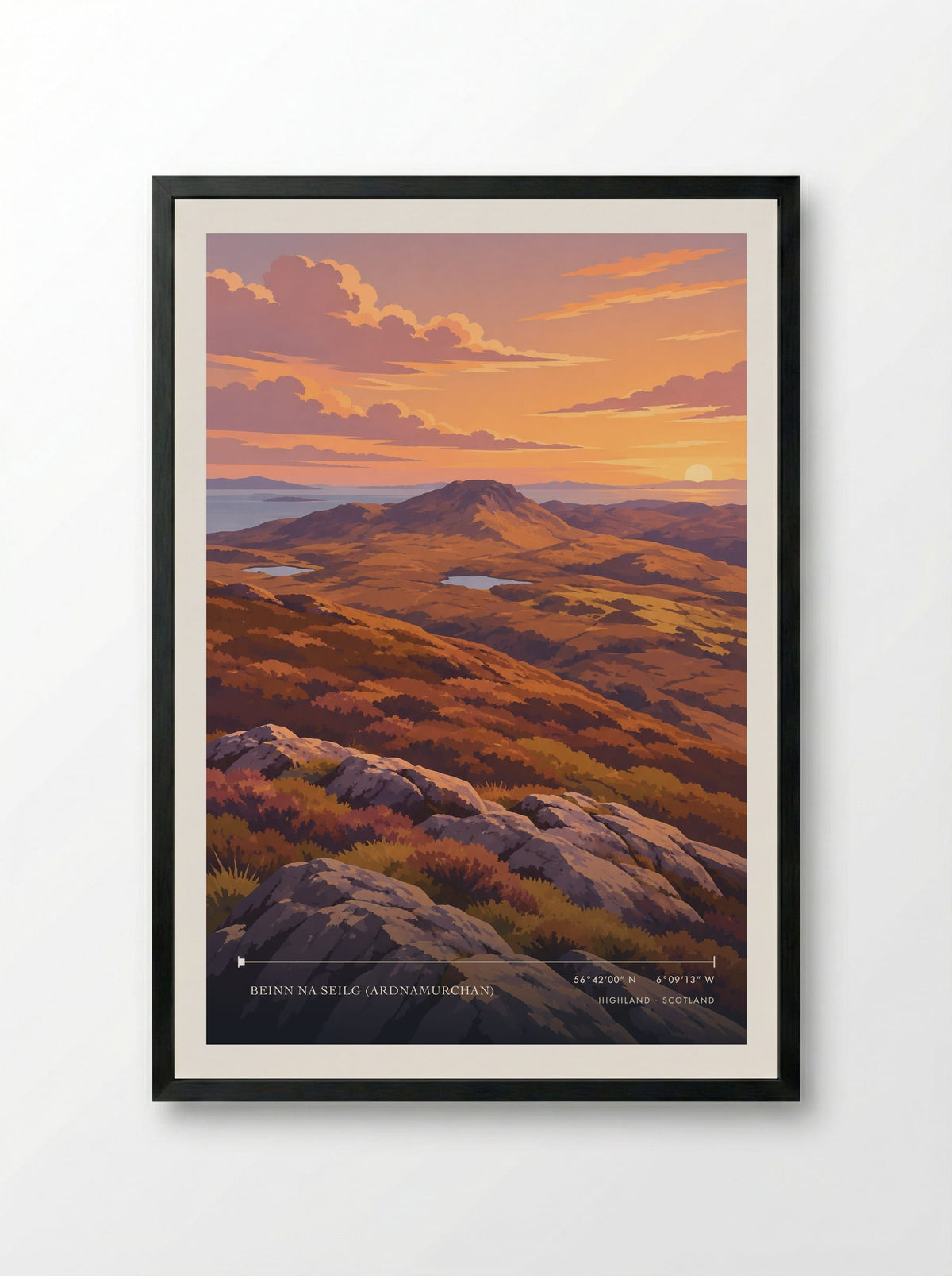 Beinn na Seilg (Ardnamurchan), Highland | Travel Poster - Framed Print Black