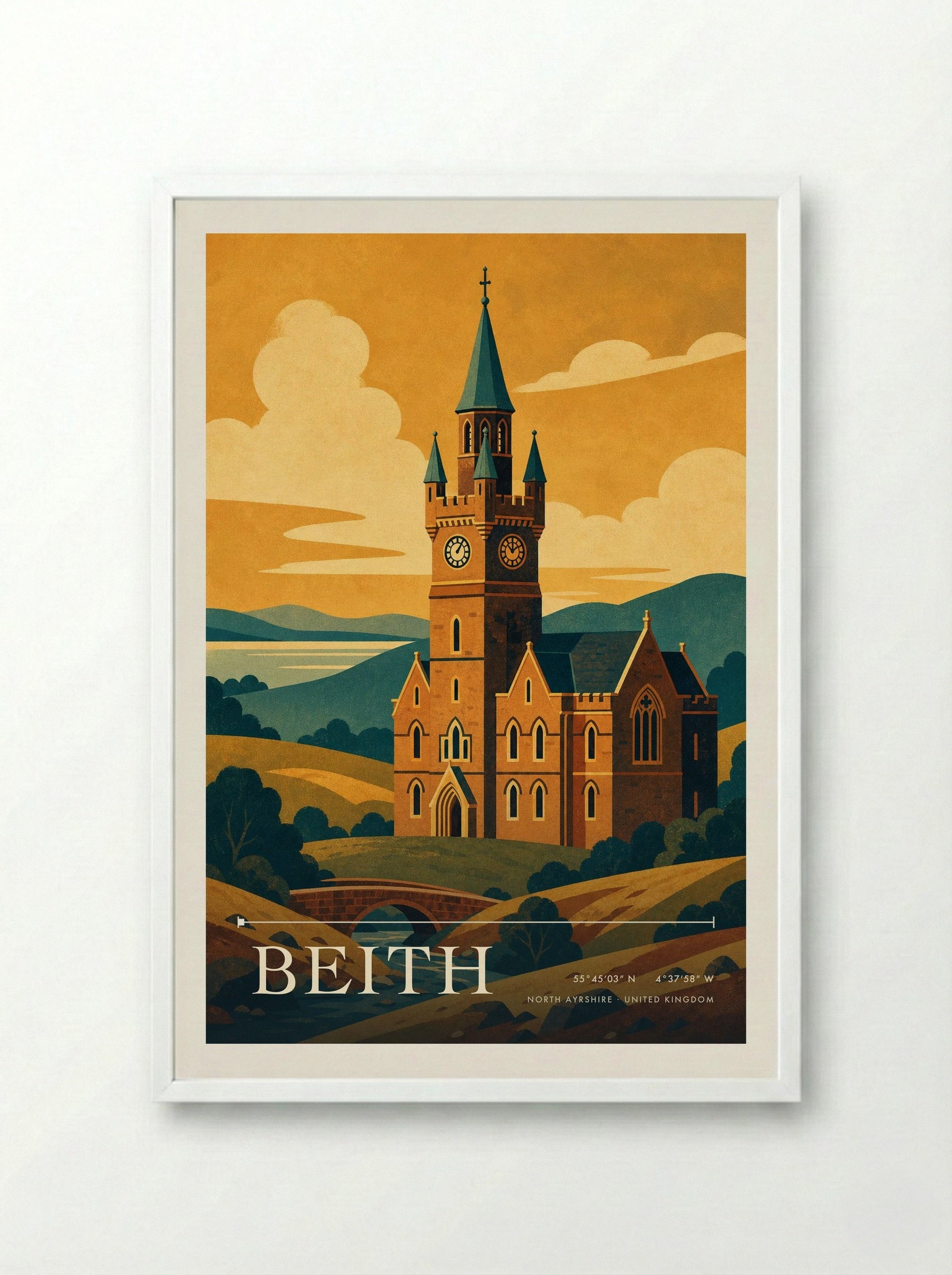 Beith North Ayrshire United Kingdom Travel Poster - Framed Print White