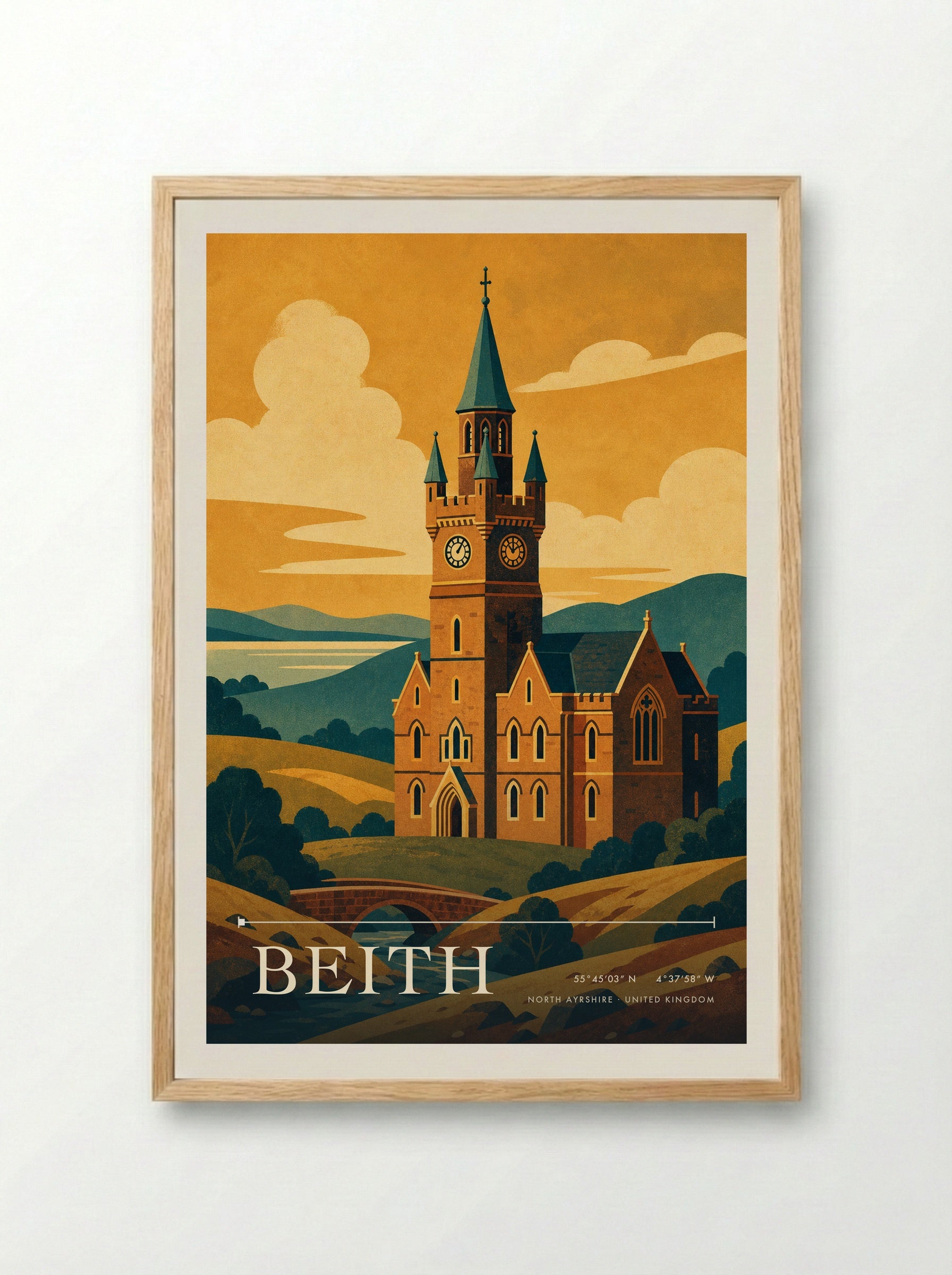 Beith North Ayrshire United Kingdom Travel Poster - Framed Print Wood