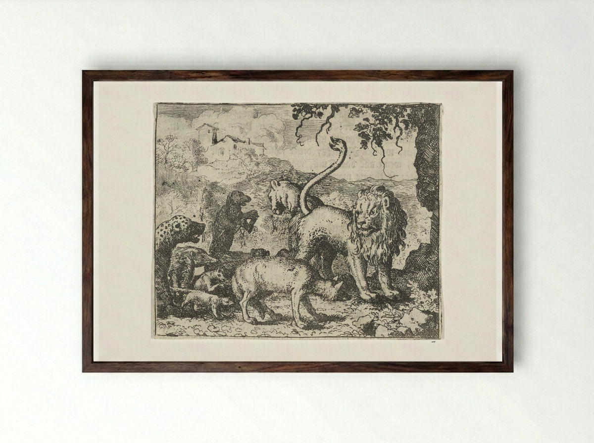 Beklag van Isengrijn de wolf - Allaert van Everdingen - Framed Print Dark Wood