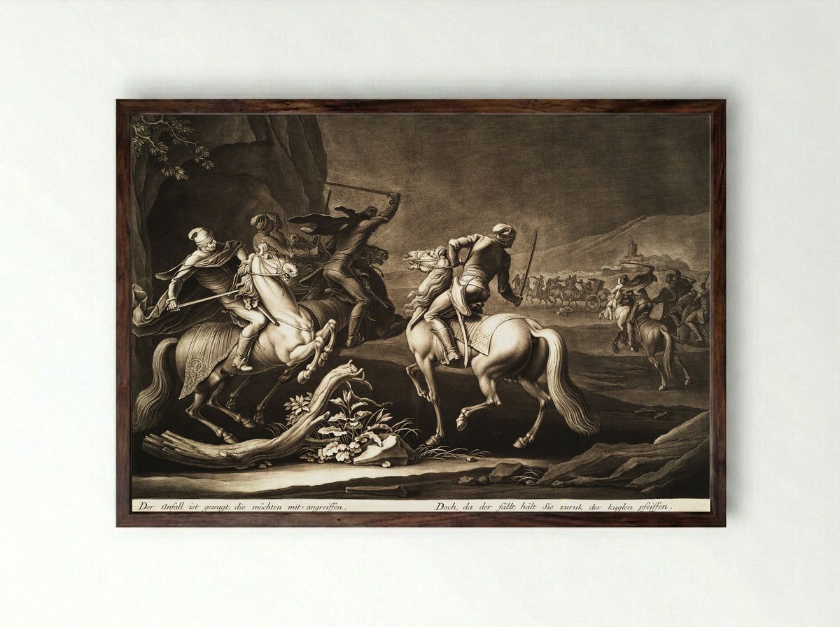 Beleg van Augsburg, 1704 - Georg Philipp Rugendas (I) - Framed Print Dark Wood