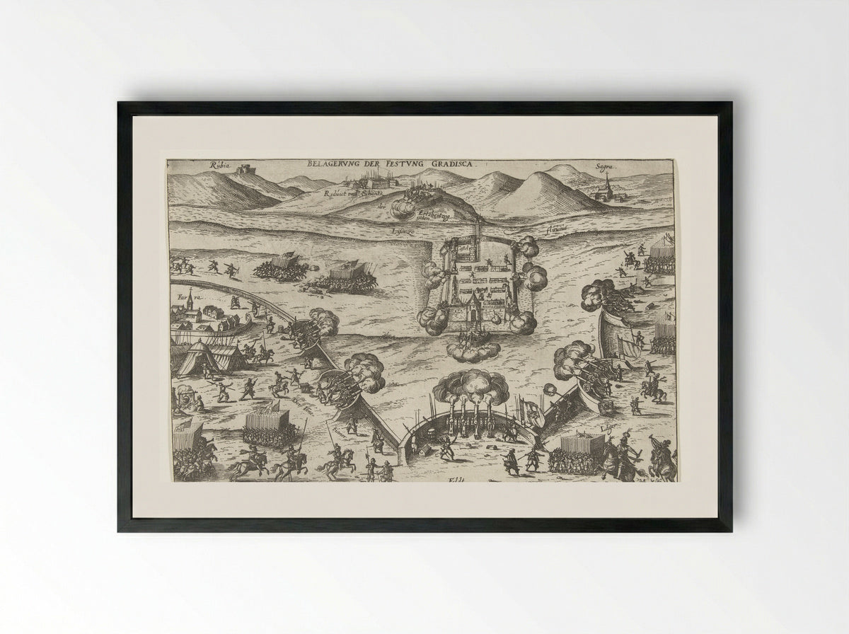 Beleg van de vesting Gradisca - Georg Keller - Framed Print Black