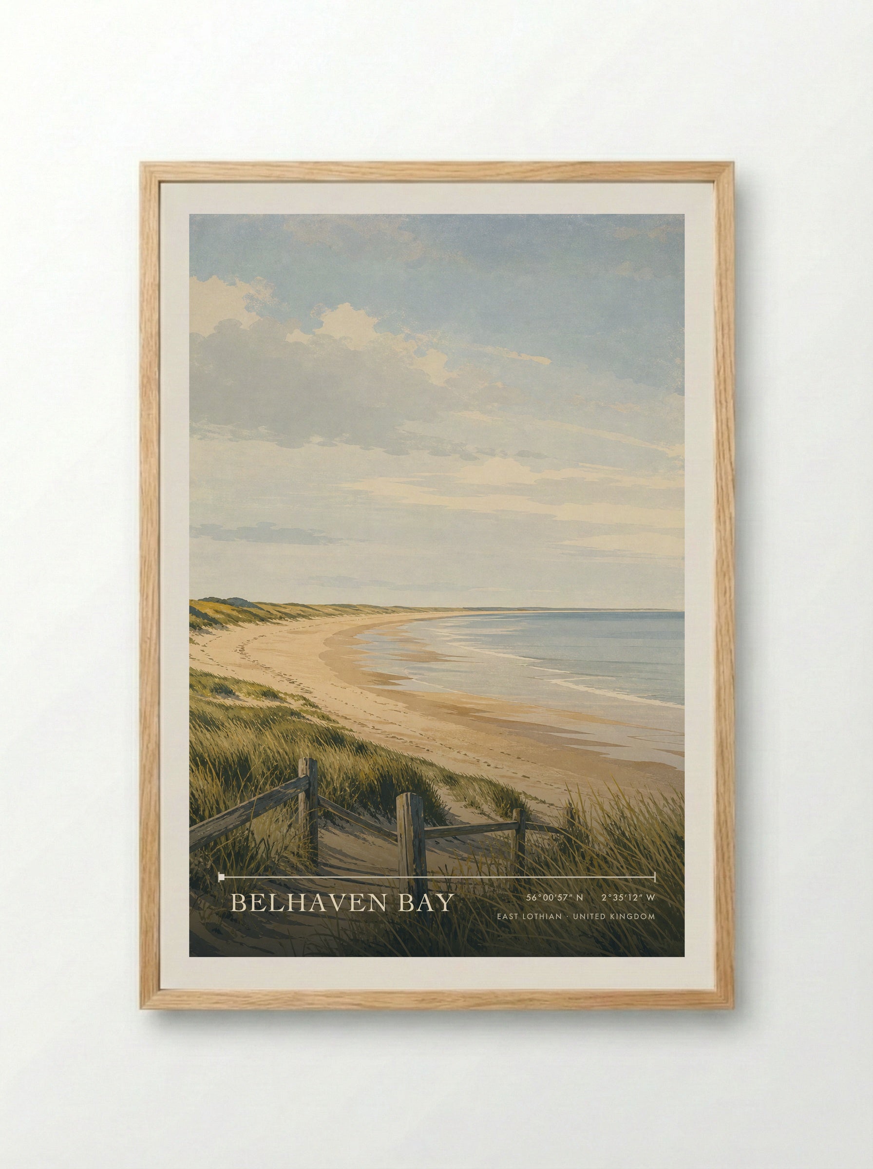 Belhaven Bay East Lothian United Kingdom Travel Poster - Framed Print Wood