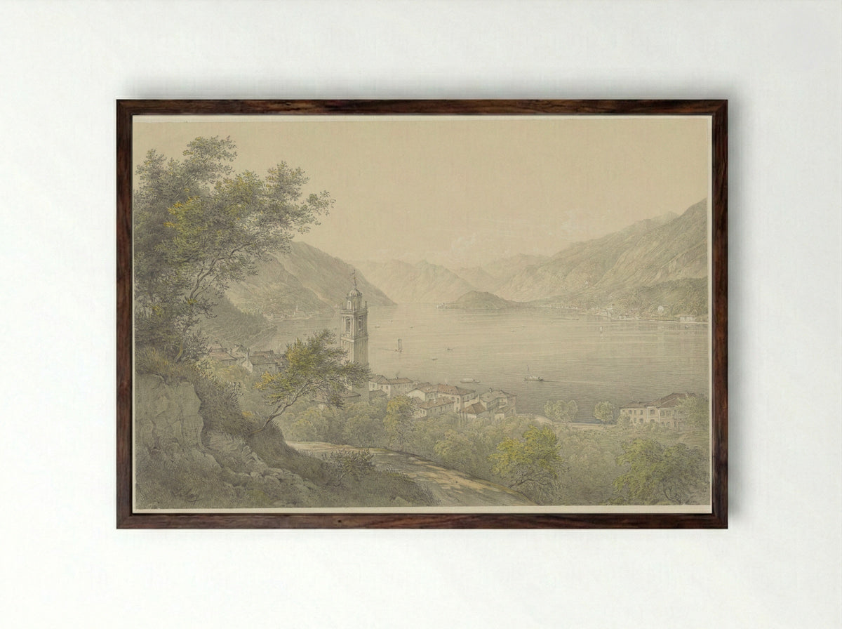 Bellagio, aan het Comomeer - Karoly Lajos Libay - Framed Print Dark Wood