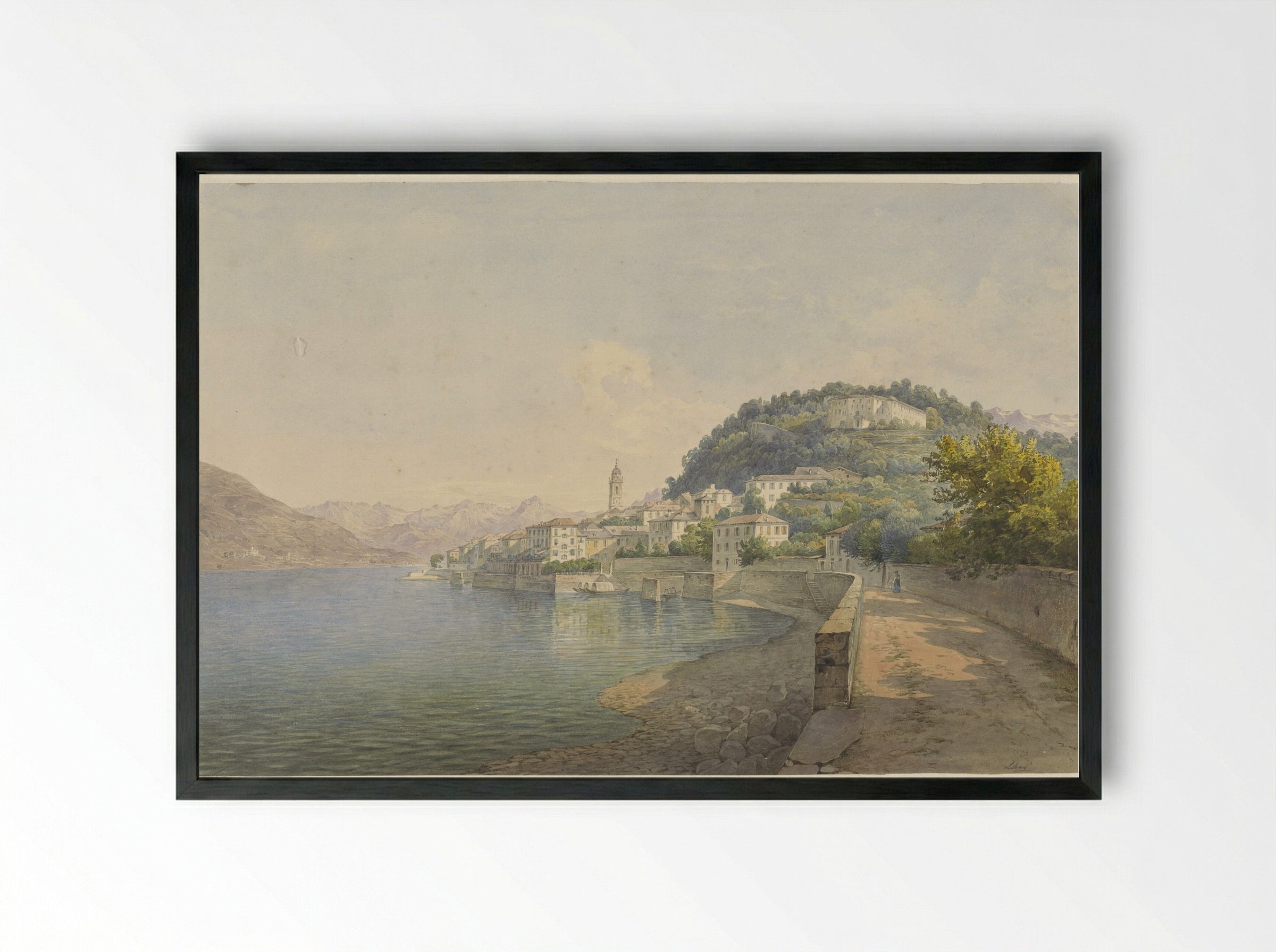 Bellagio on Lake Como - Károly Lajos Libay - Framed Print Black