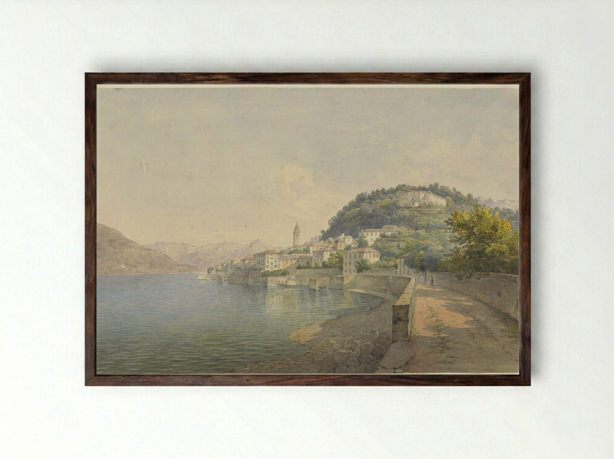 Bellagio on Lake Como - Károly Lajos Libay - Framed Print Dark Wood