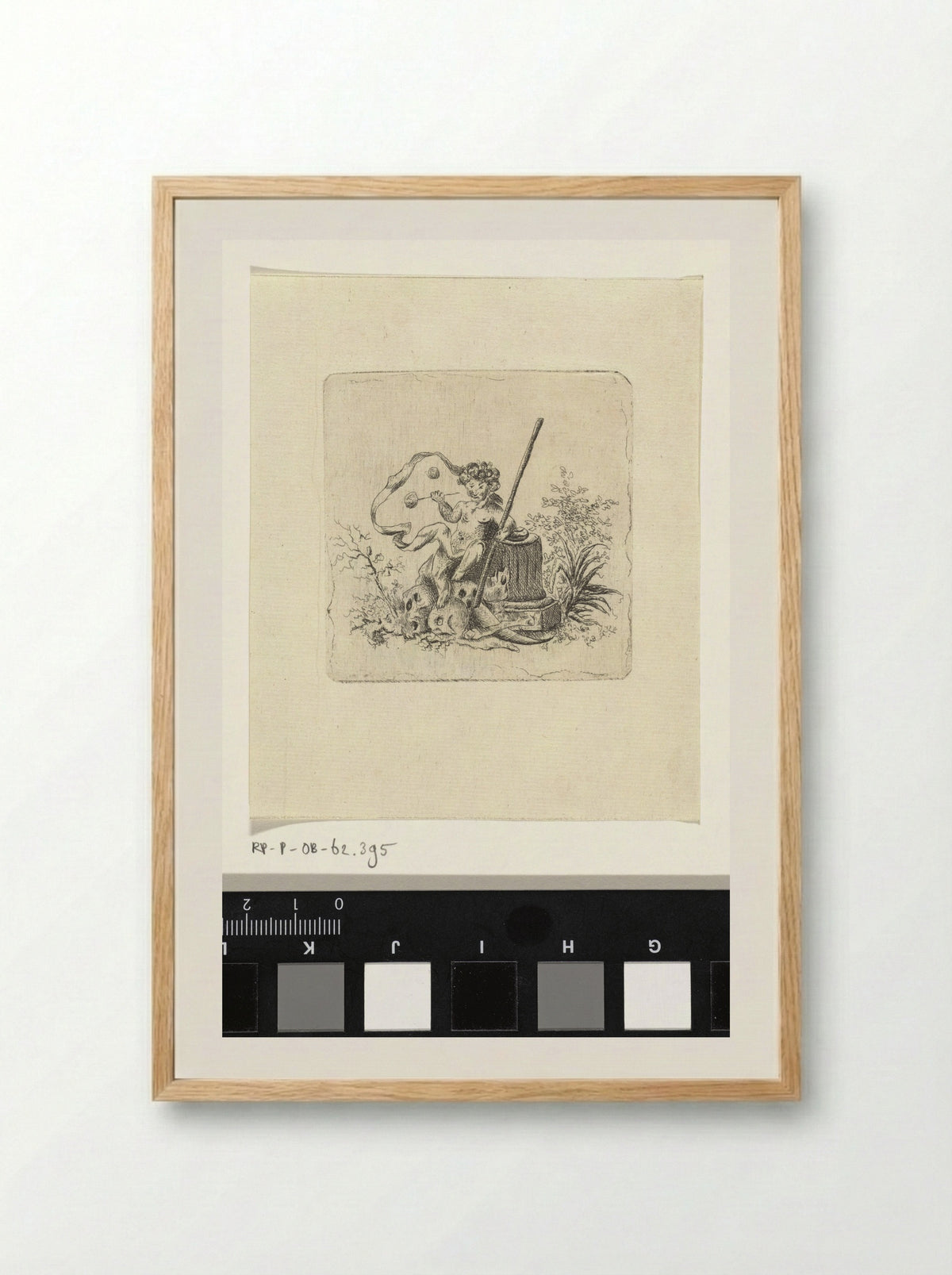 Bellenblazende putto met een zeis - Vincent van der Vinne - Framed Print Wood