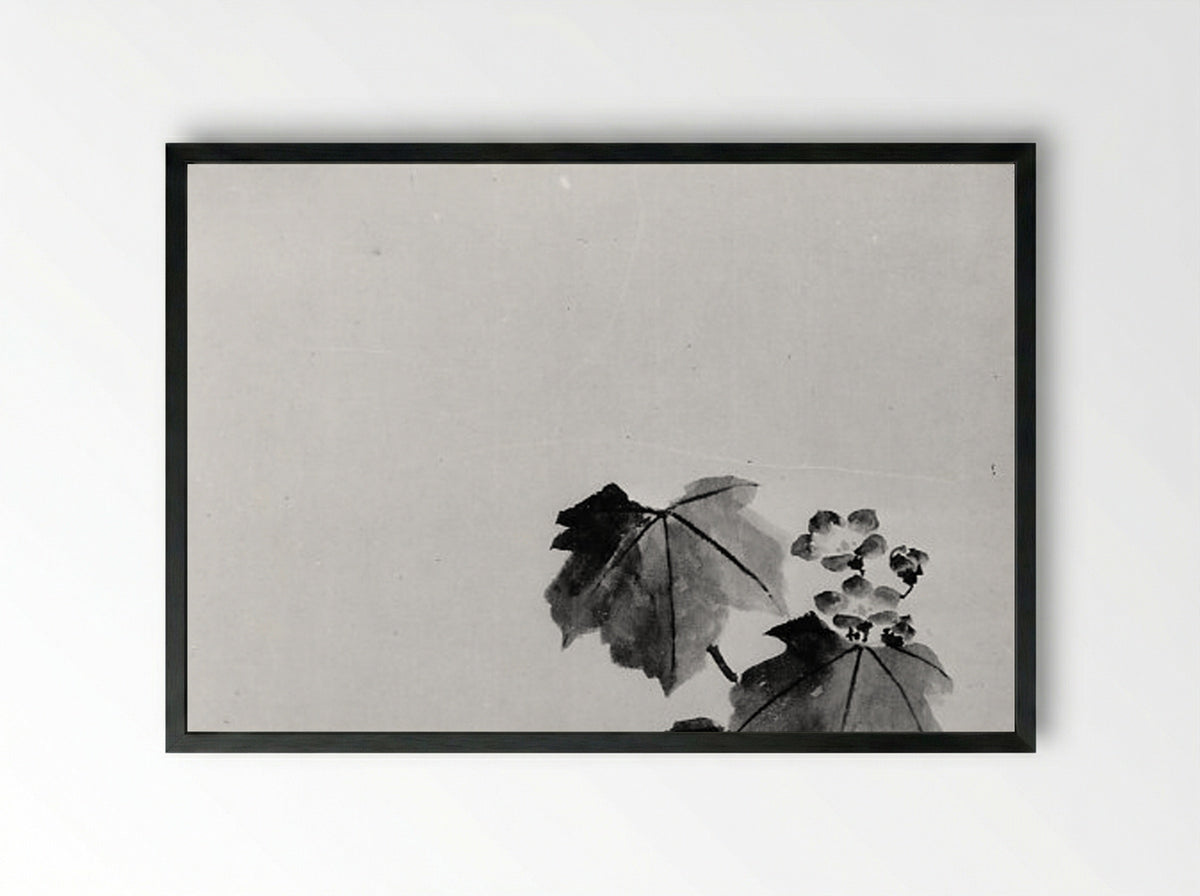 Bellflower (Ink Wash Study) - Hokusai School - Framed Print Black