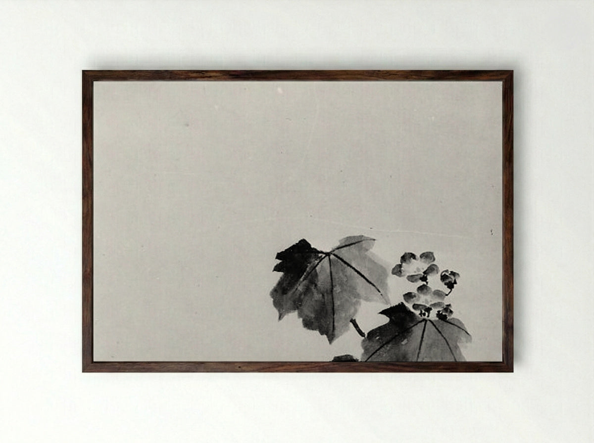 Bellflower (Ink Wash Study) - Hokusai School - Framed Print Dark Wood