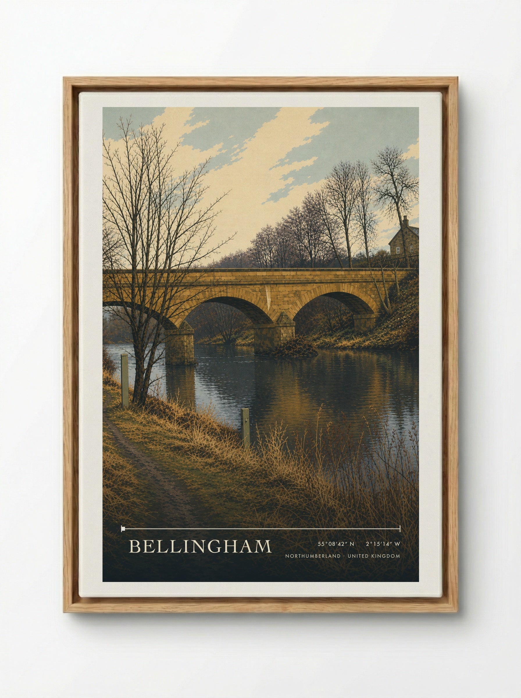 Bellingham Northumberland United Kingdom Travel Poster - Framed Canvas Wood