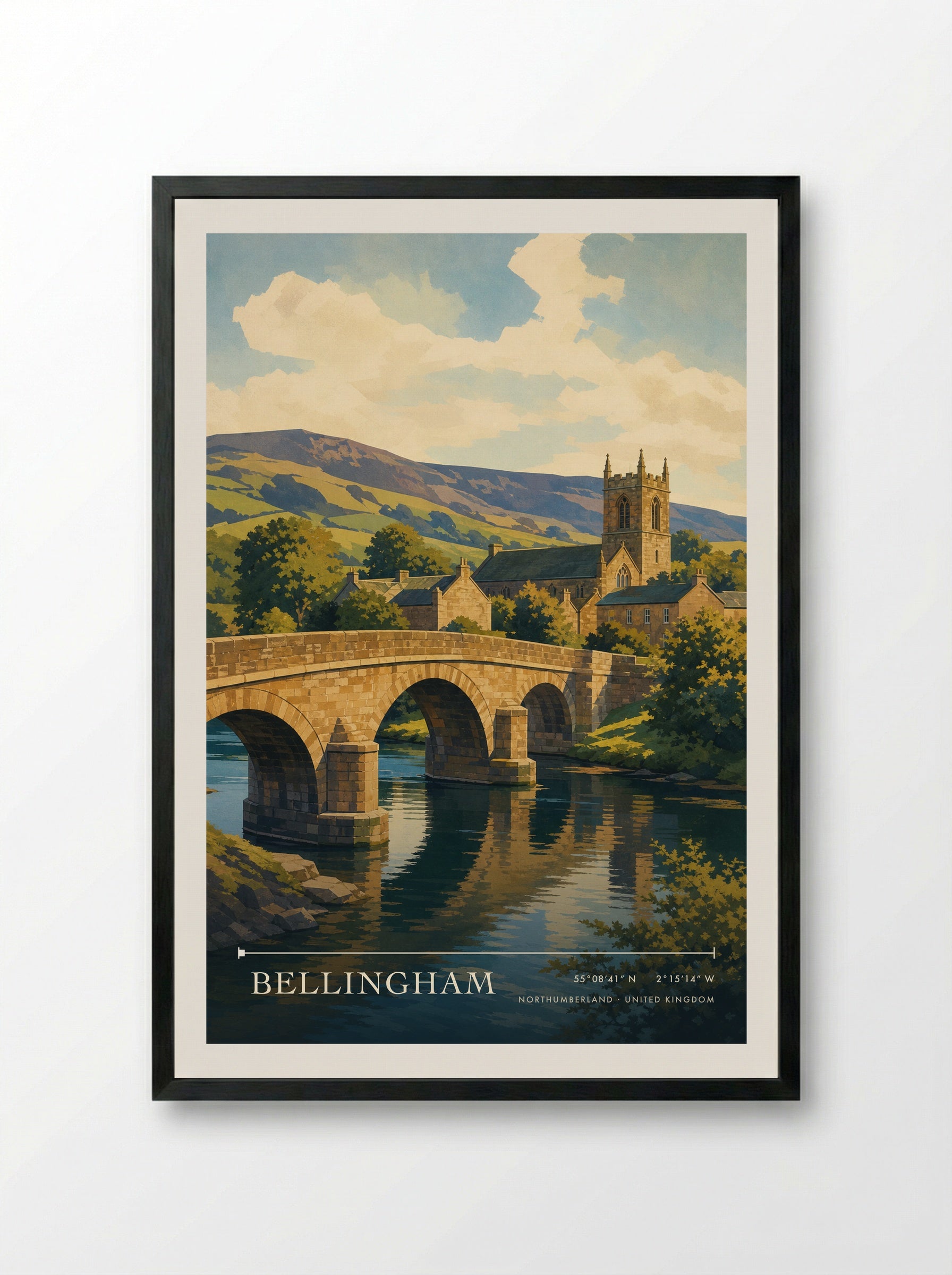 Bellingham Northumberland United Kingdom Travel Poster - Framed Print Black