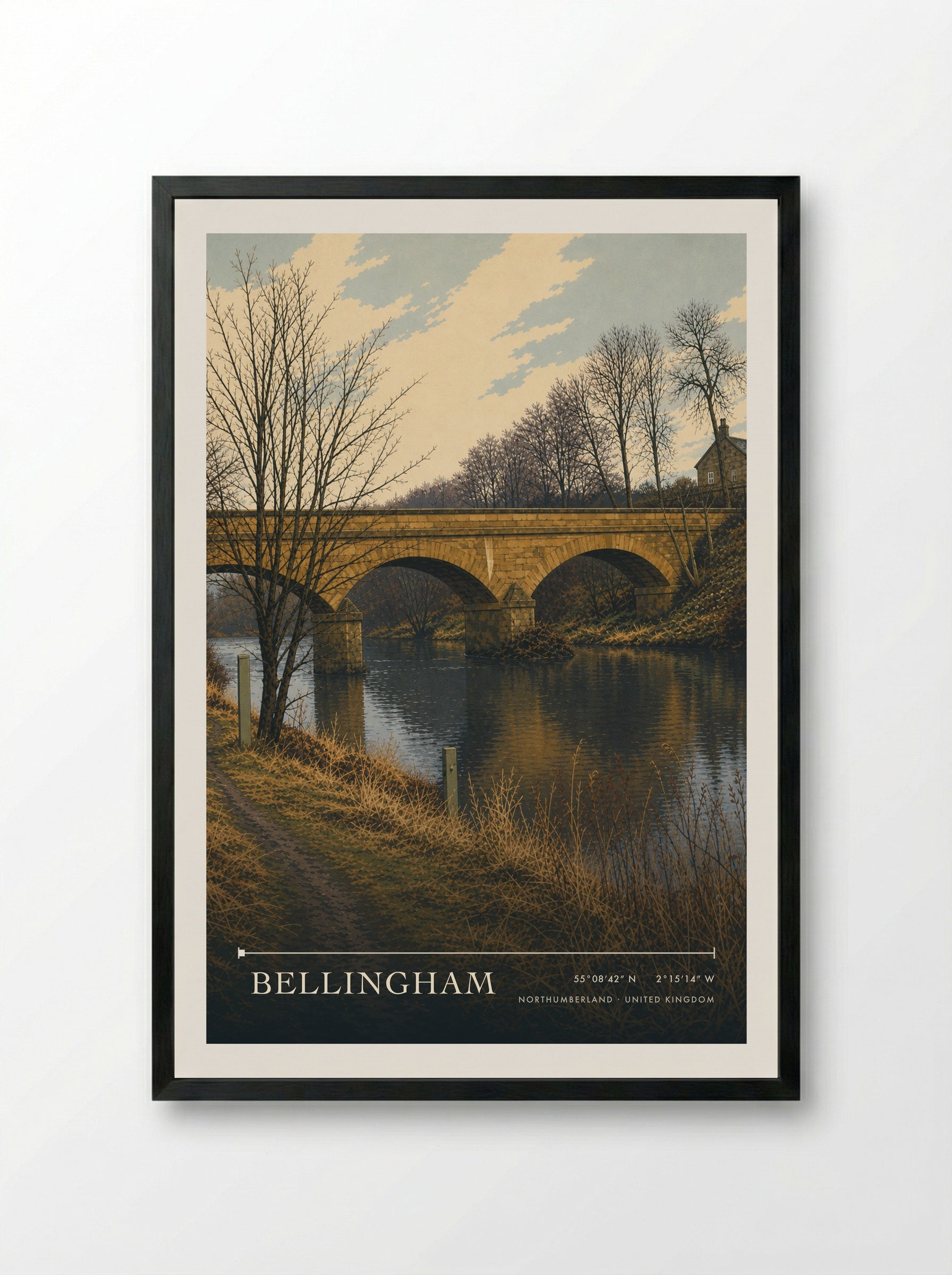 Bellingham Northumberland United Kingdom Travel Poster - Framed Print Black