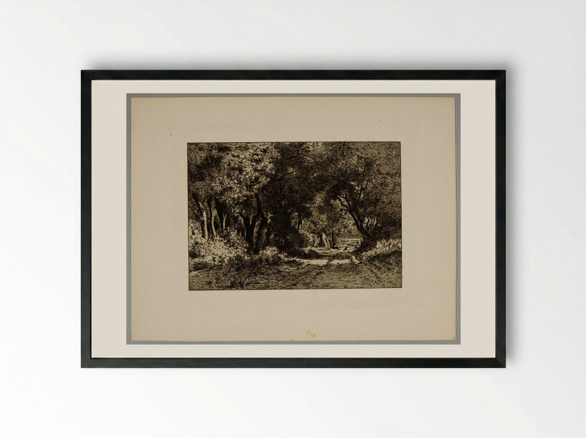 Below the Wood - Charles-Émile Jacque - Framed Print Black