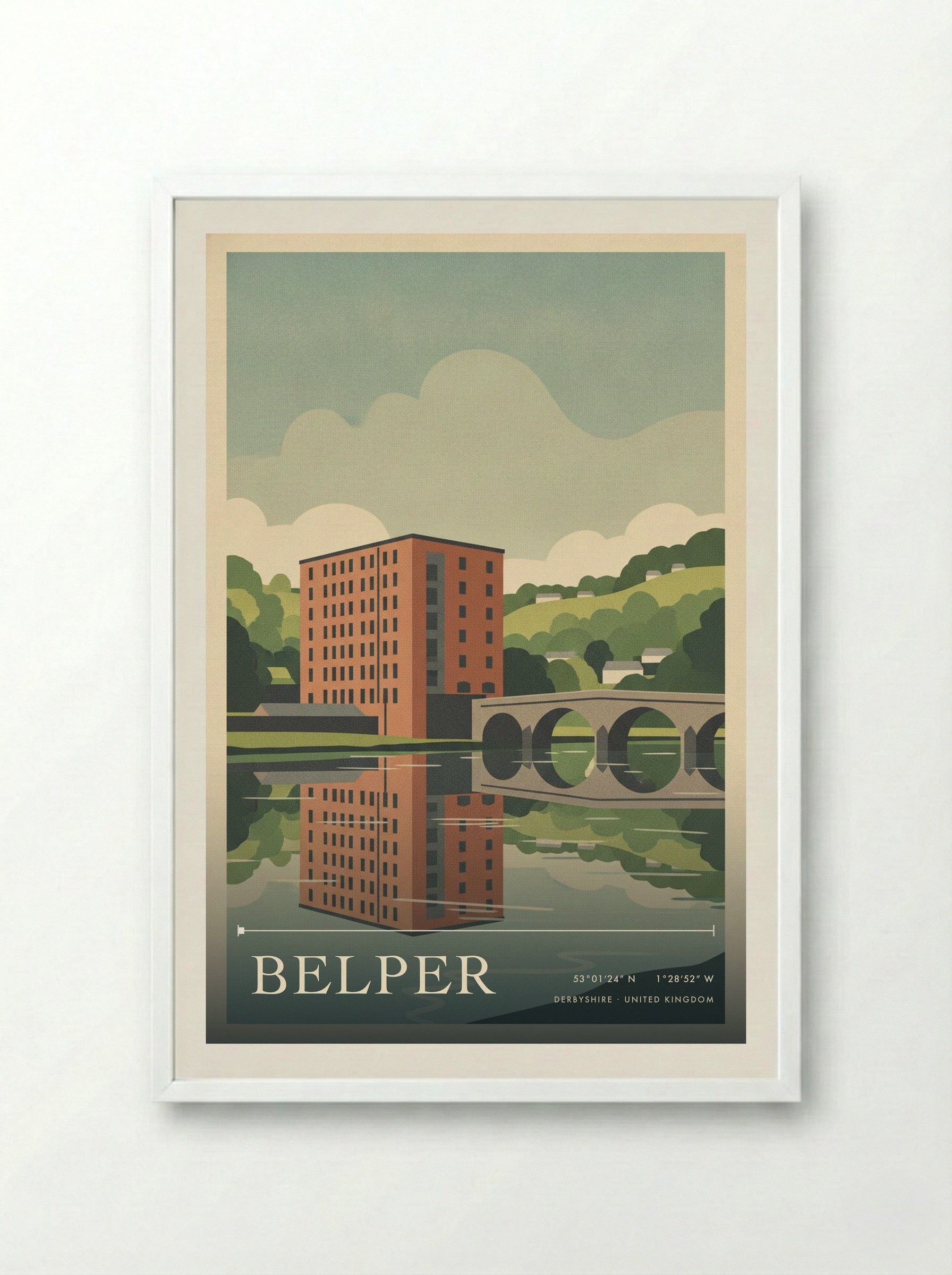 Belper Derbyshire United Kingdom Travel Poster - Framed Print White