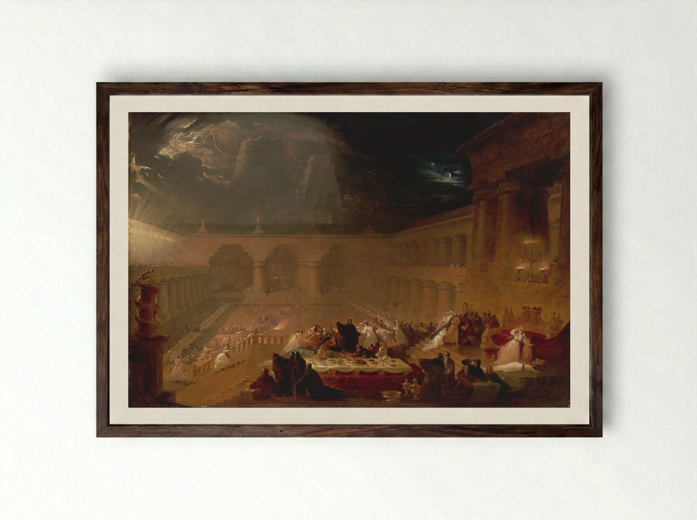 Belshazzar's Feast - John Martin - Framed Print Dark Wood