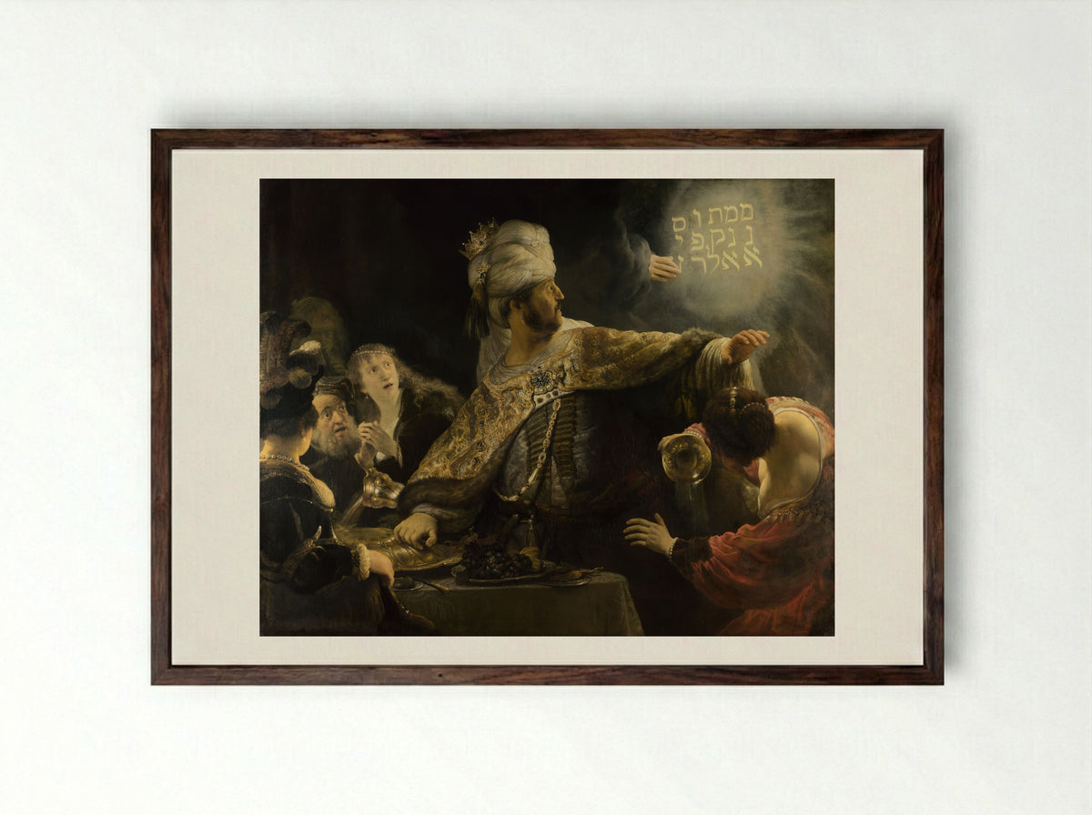 Belshazzar's Feast - Rembrandt van Rijn - Framed Print Dark Wood