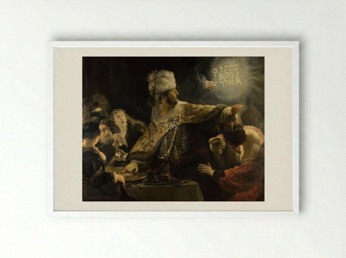 Belshazzar's Feast - Rembrandt van Rijn - Framed Print White