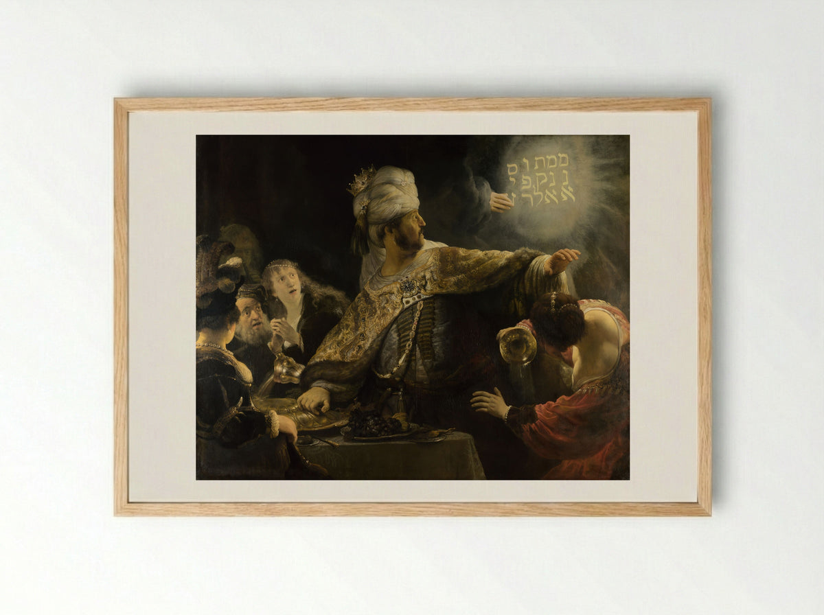 Belshazzar's Feast - Rembrandt van Rijn - Framed Print Wood