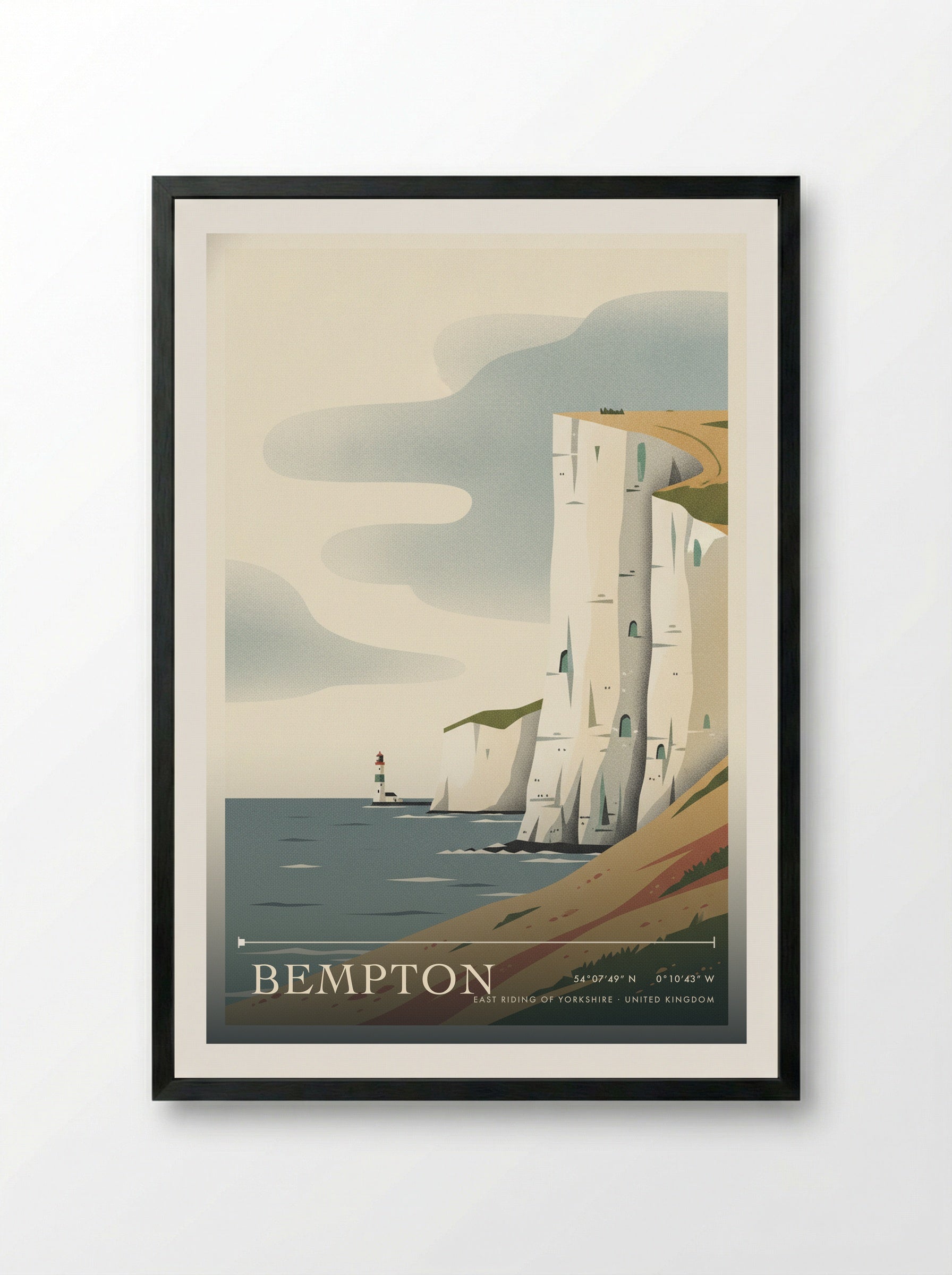 Bempton East Riding of Yorkshire United Kingdom Travel Poster - Framed Print Black