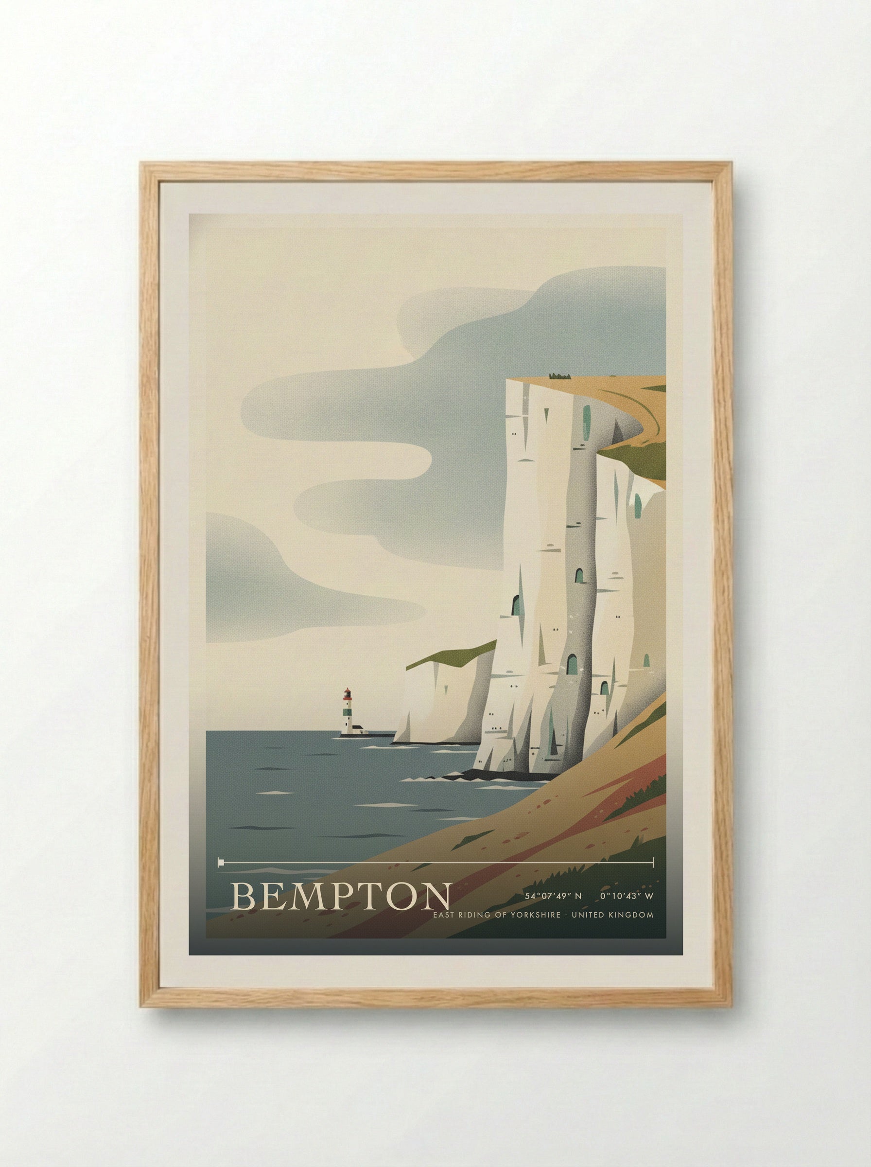 Bempton East Riding of Yorkshire United Kingdom Travel Poster - Framed Print Wood