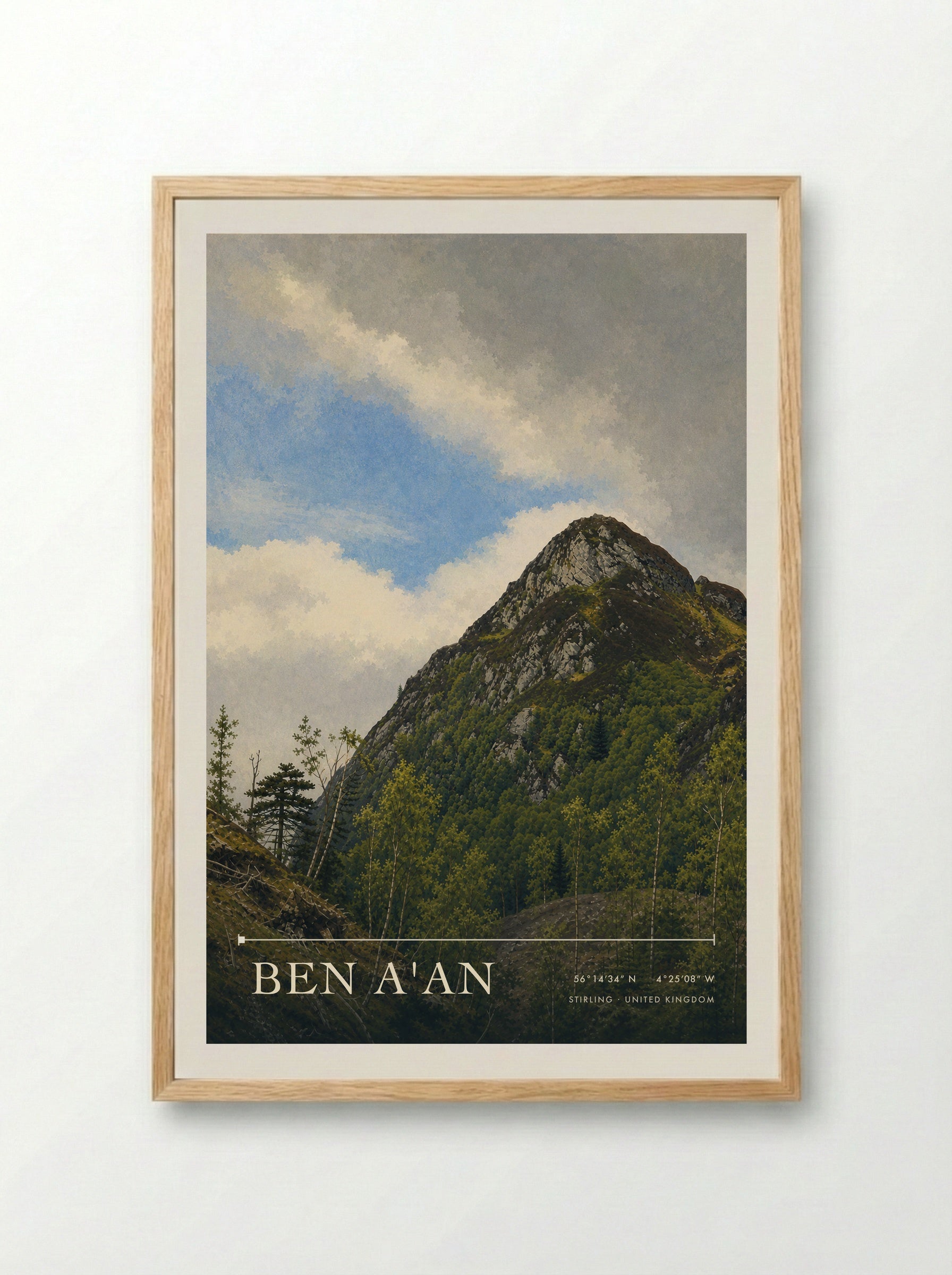 Ben A'an Stirling United Kingdom Travel Poster - Framed Print Wood