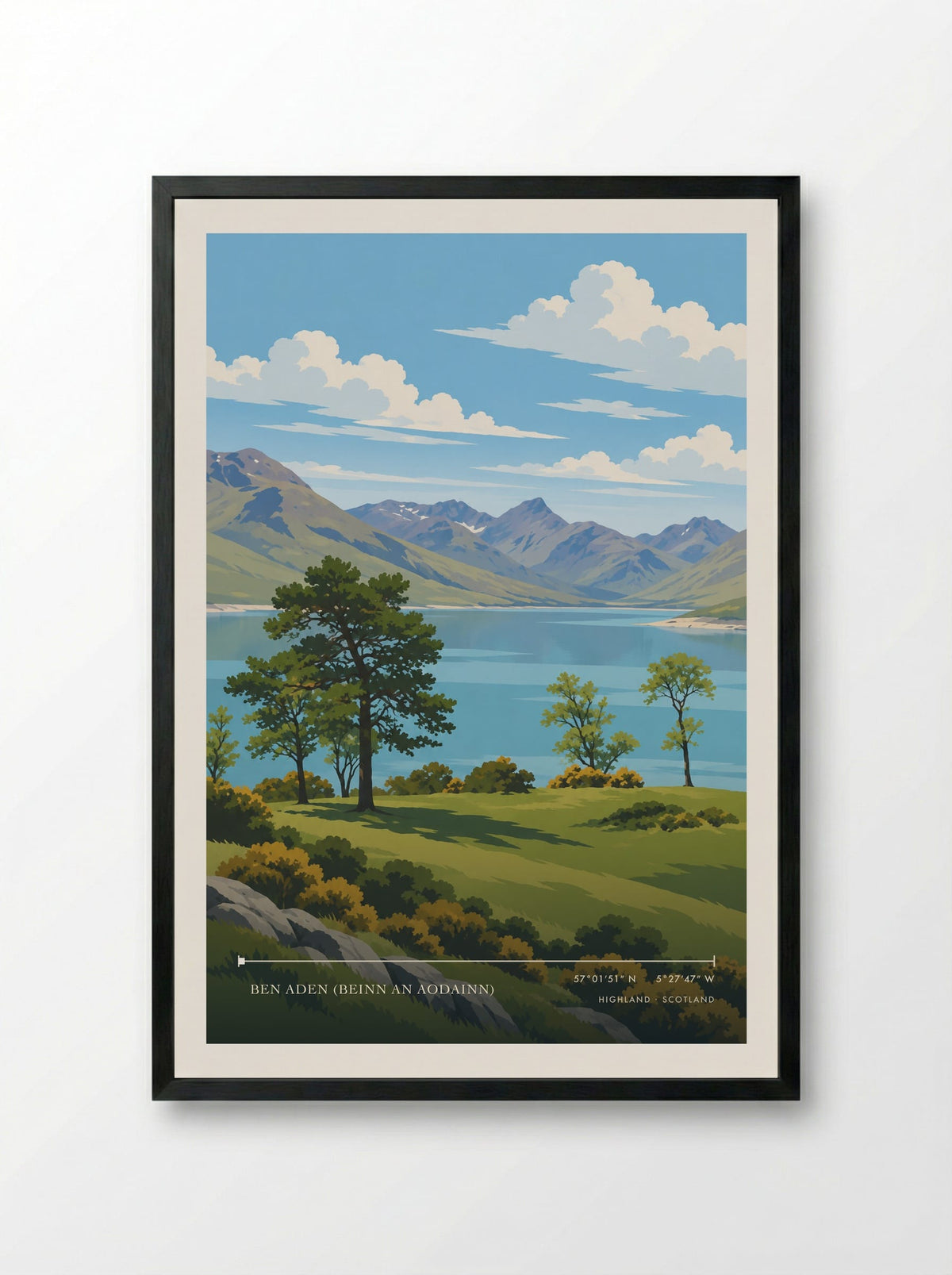 Ben Aden (Beinn an Aodainn), Highland | Travel Poster - Framed Print Black