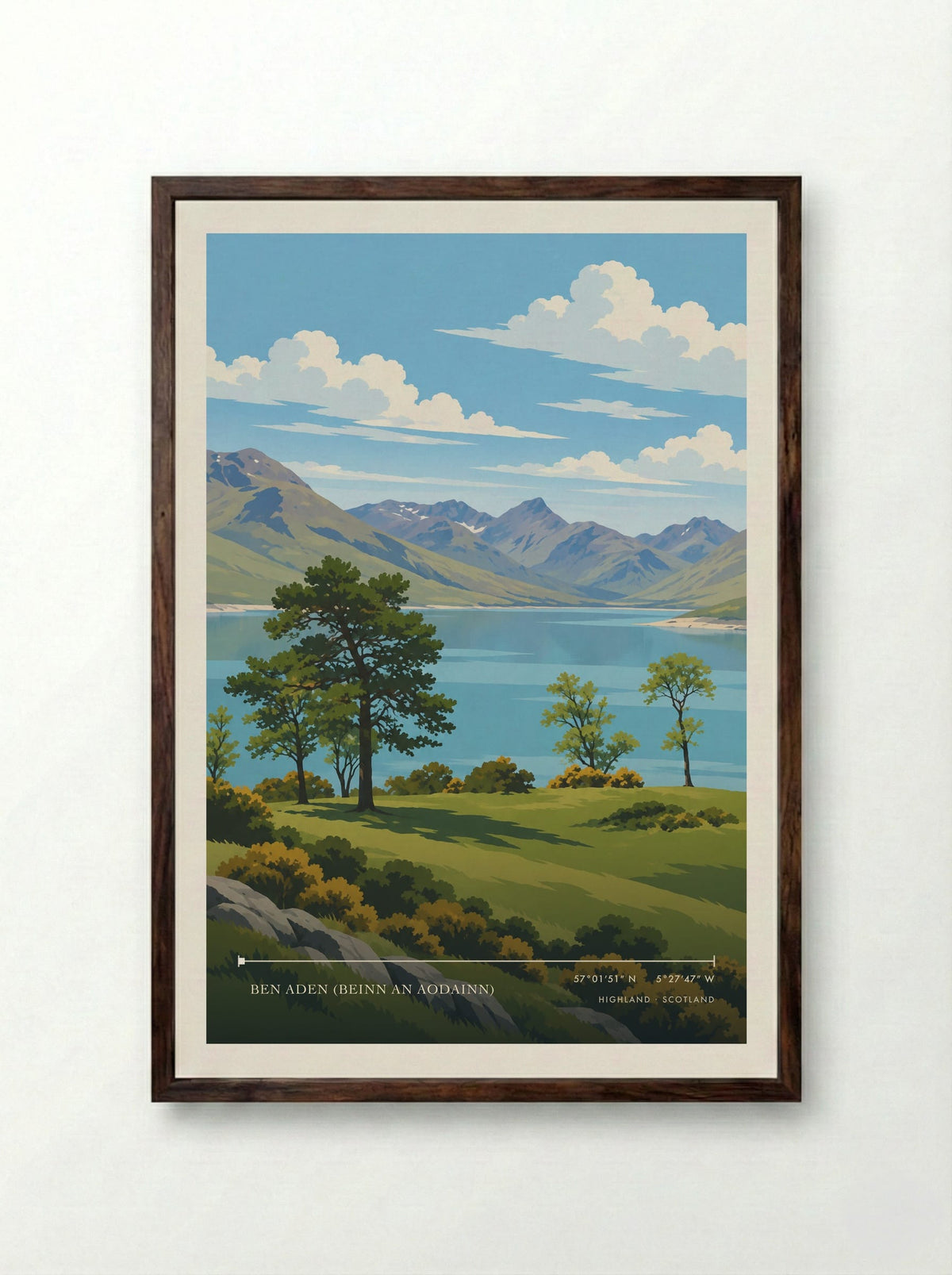 Ben Aden (Beinn an Aodainn), Highland | Travel Poster - Framed Print Dark Wood