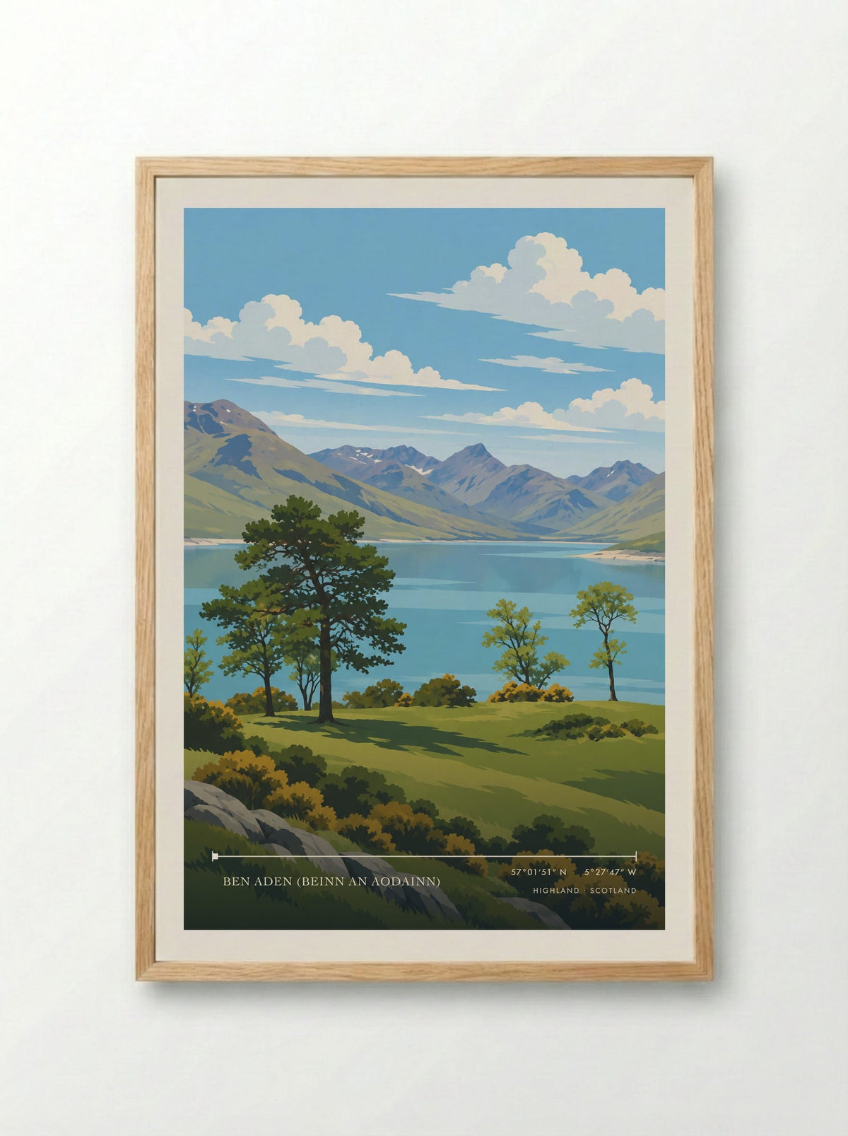 Ben Aden (Beinn an Aodainn), Highland | Travel Poster - Framed Print Wood