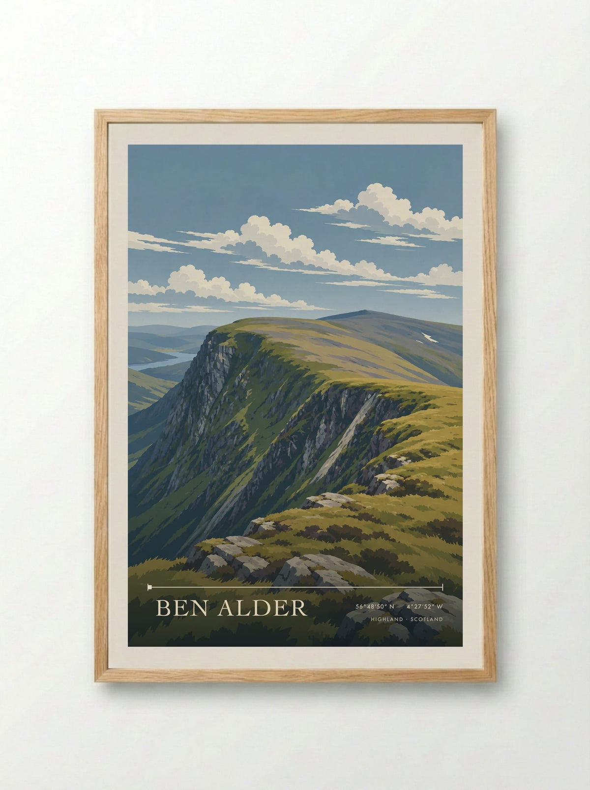 Ben Alder, Highland | Travel Poster - Framed Print Wood