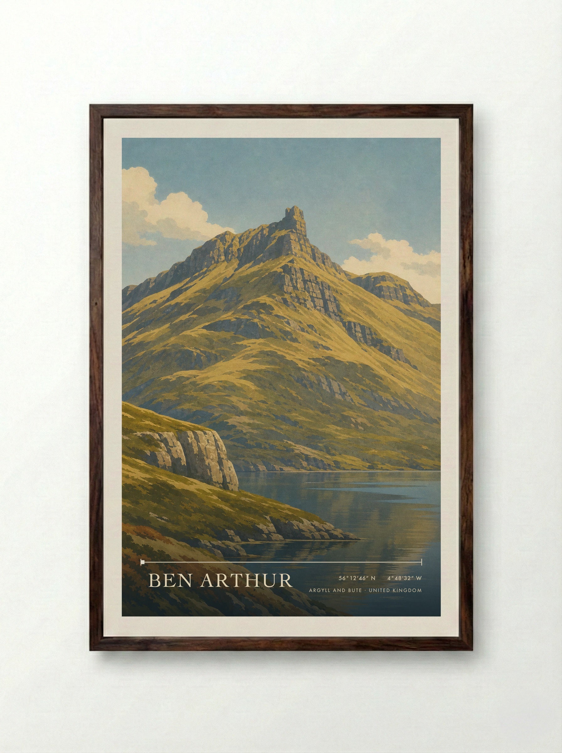 Ben Arthur Argyll and Bute United Kingdom Travel Poster - Framed Print Dark Wood