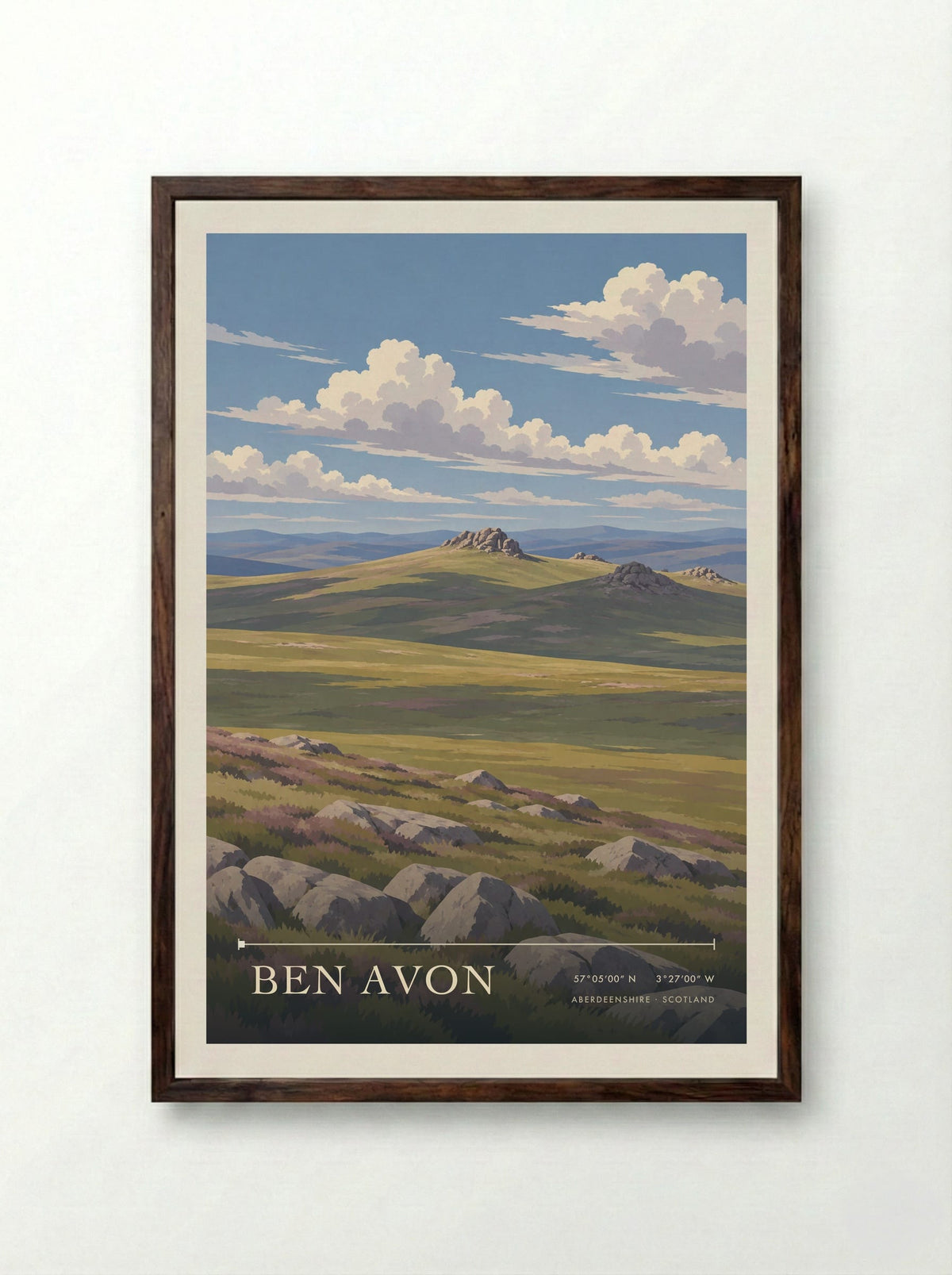 Ben Avon, Aberdeenshire | Travel Poster - Framed Print Dark Wood