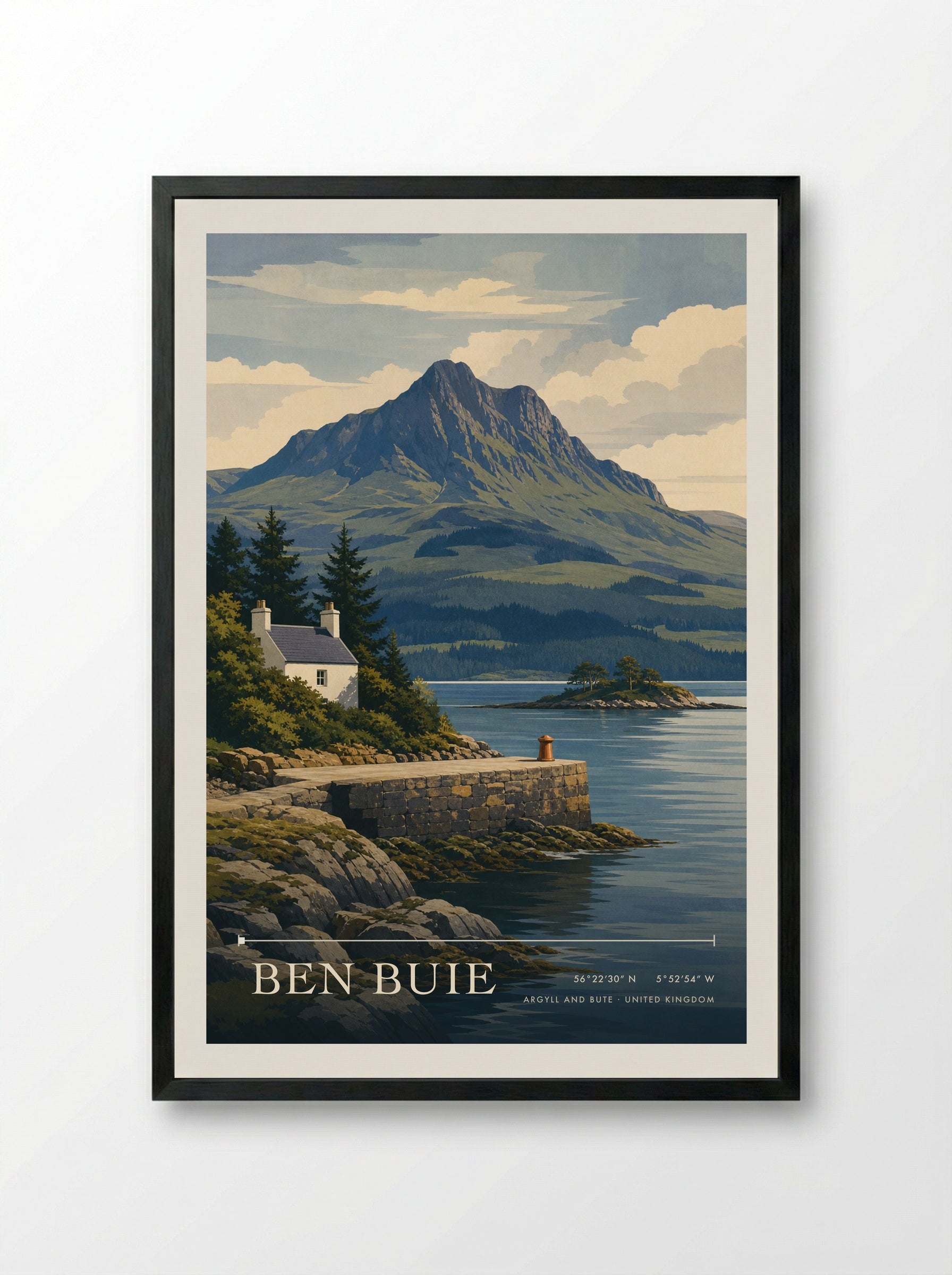 Ben Buie Argyll and Bute United Kingdom Travel Poster - Framed Print Black