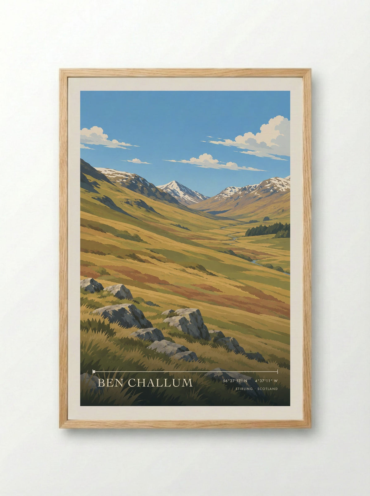 Ben Challum, Stirling | Travel Poster - Framed Print Wood