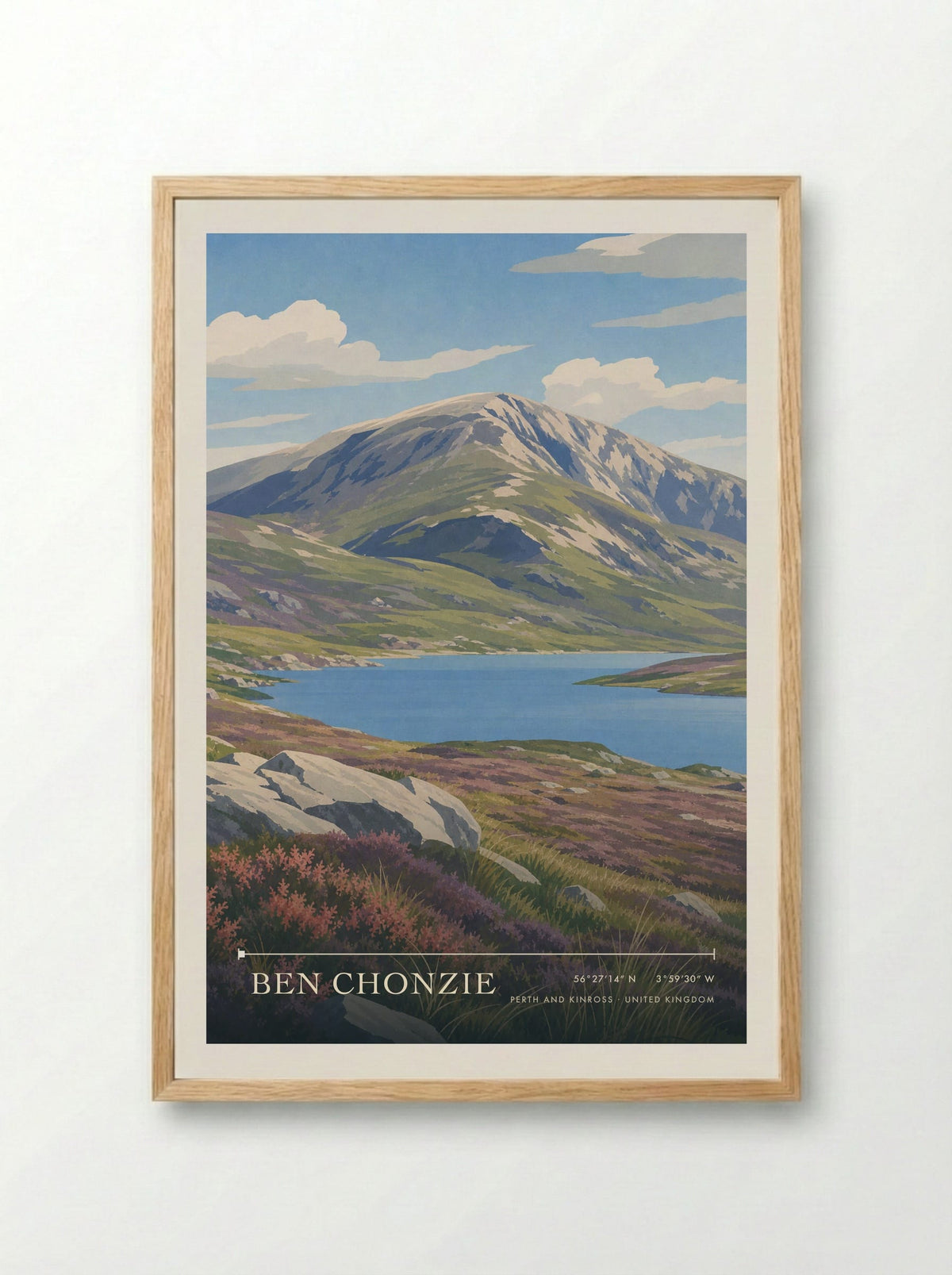 Ben Chonzie Perth and Kinross United Kingdom Travel Poster - Framed Print Wood
