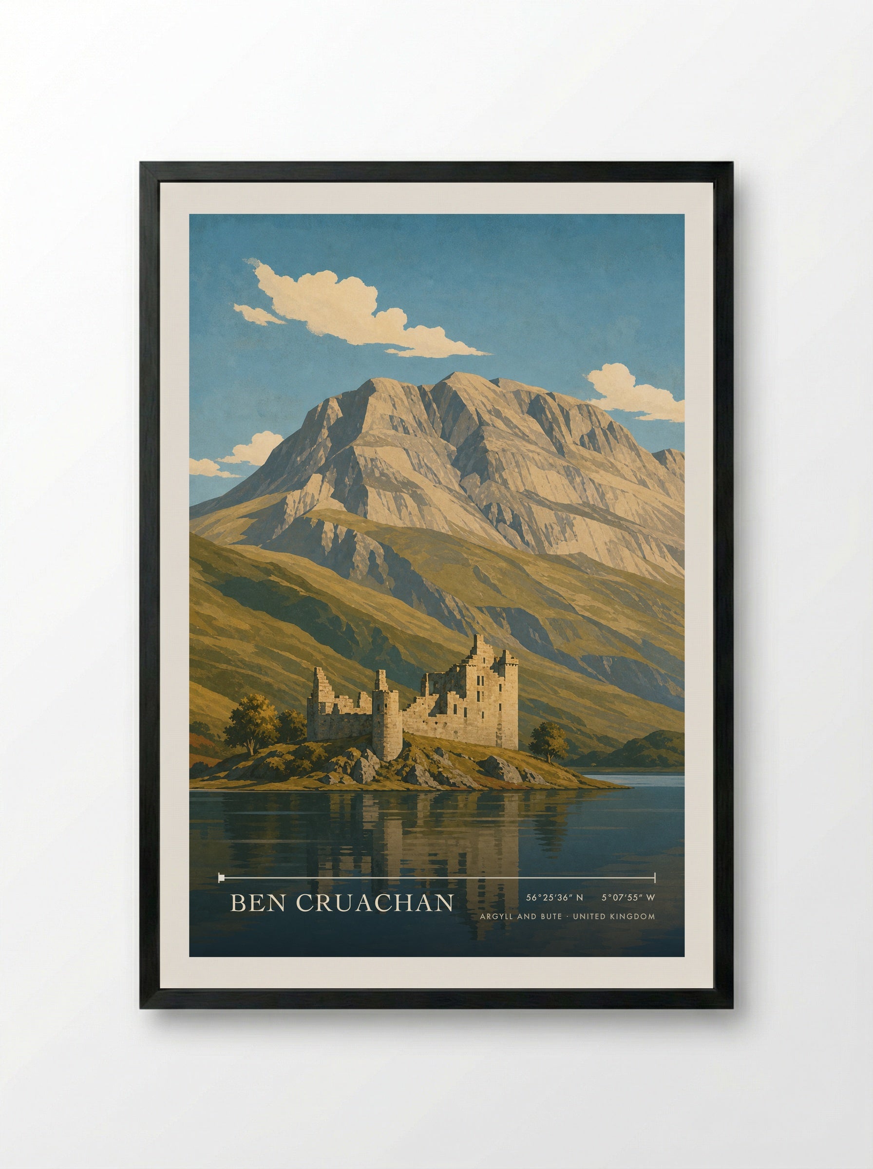 Ben Cruachan Argyll and Bute United Kingdom Travel Poster - Framed Print Black