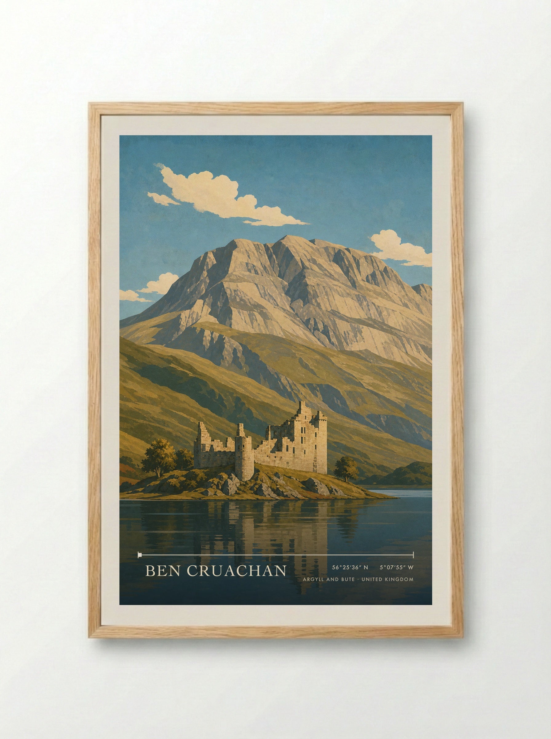 Ben Cruachan Argyll and Bute United Kingdom Travel Poster - Framed Print Wood