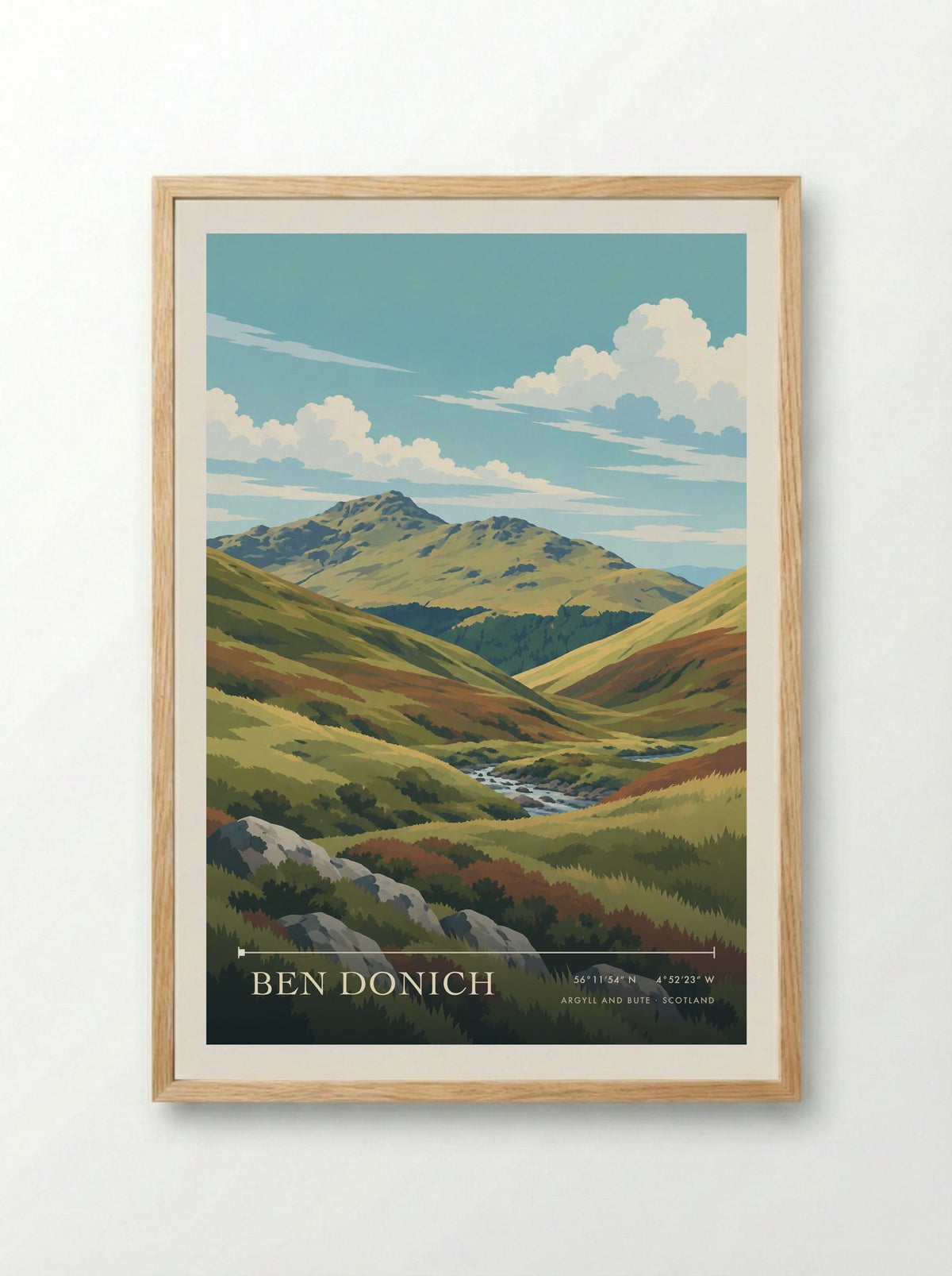 Ben Donich, Argyll and Bute | Travel Poster - Framed Print Wood