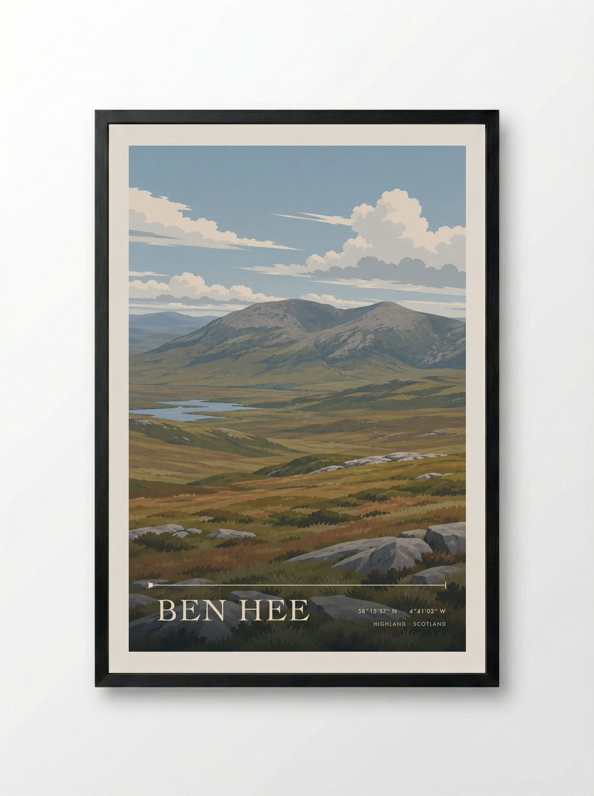 Ben Hee, Highland | Travel Poster - Framed Print Black