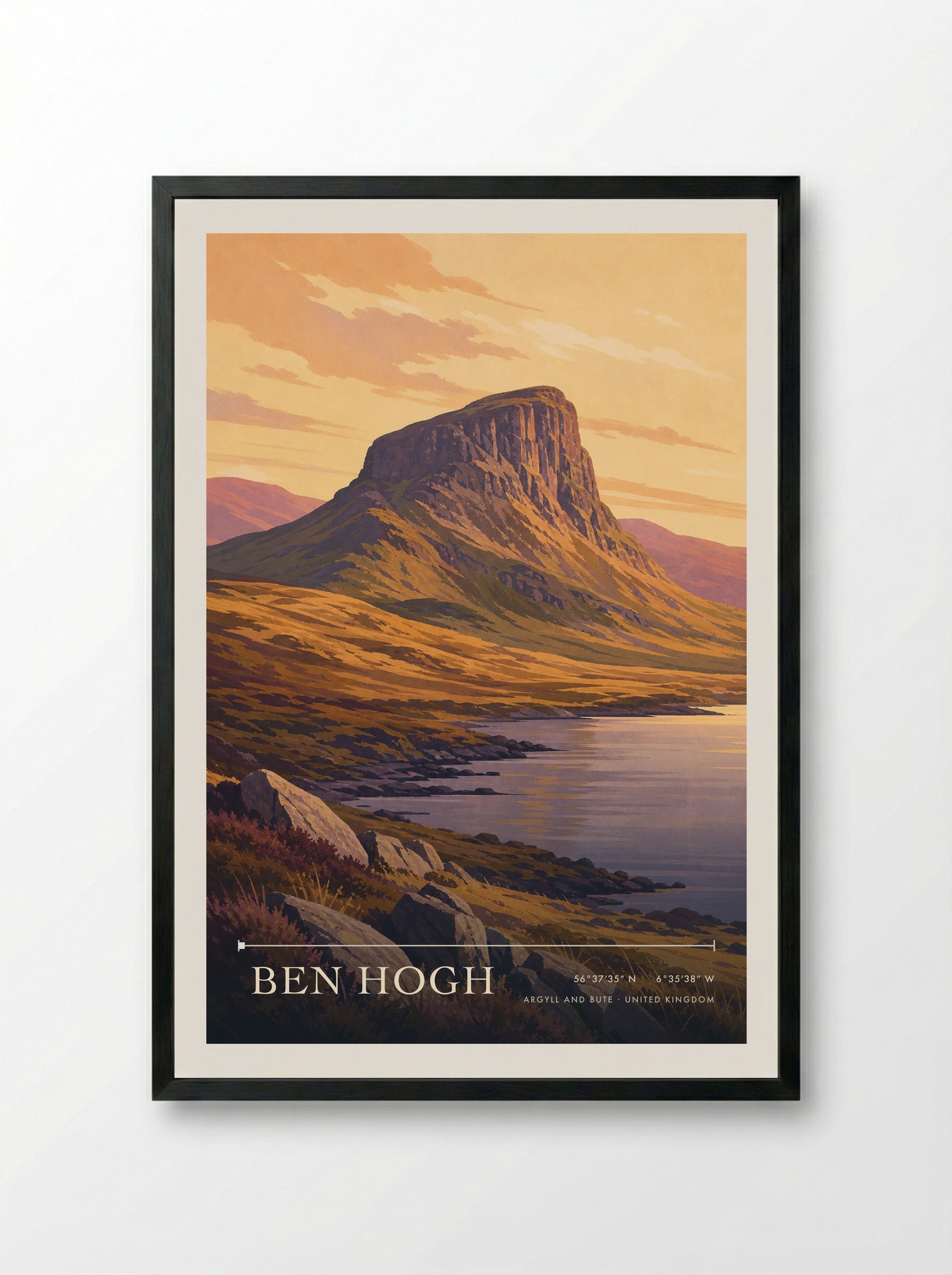 Ben Hogh Argyll and Bute United Kingdom Travel Poster - Framed Print Black